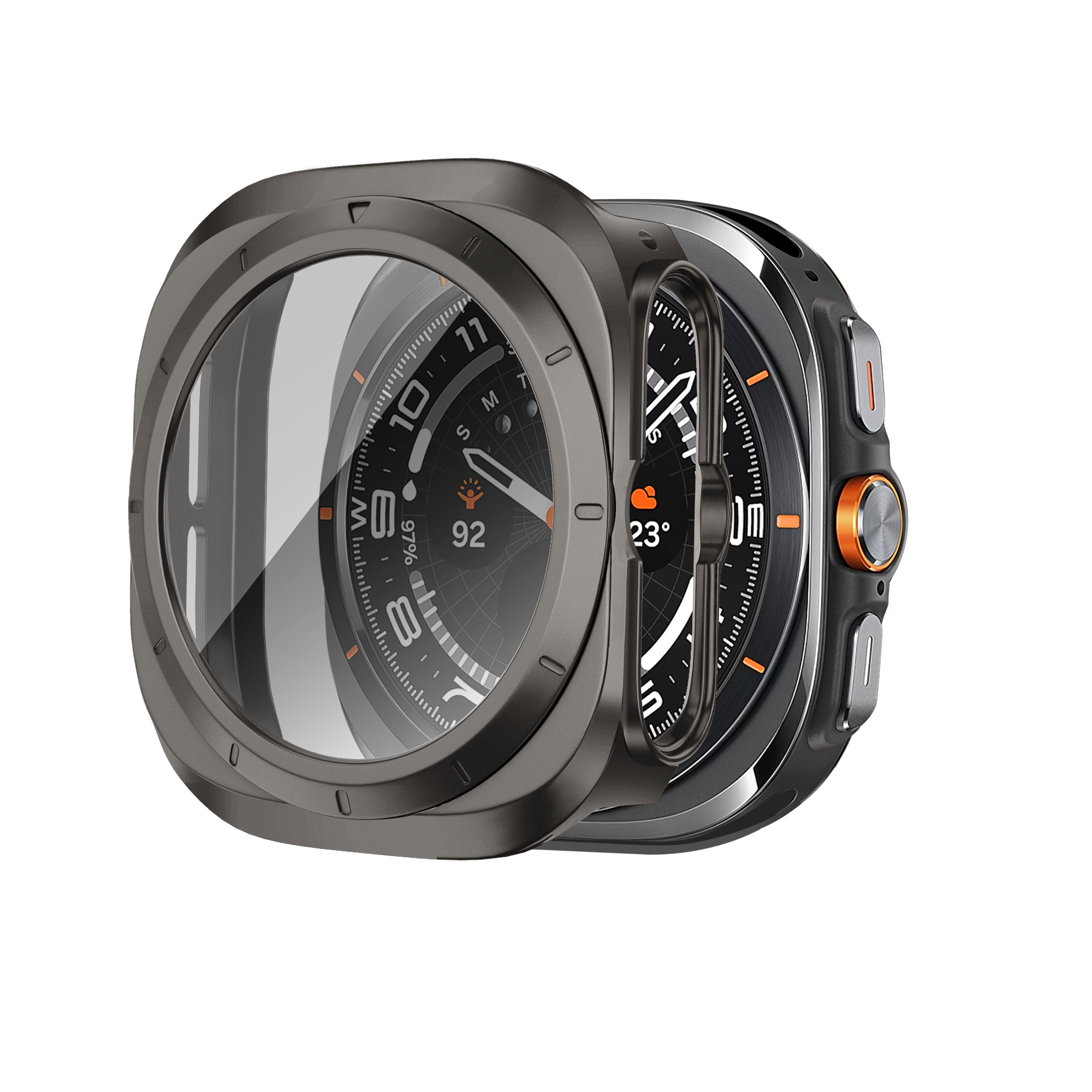 Bandz Samsung Galaxy Watch Ultra PC Case with Glass (Titanium Grey)