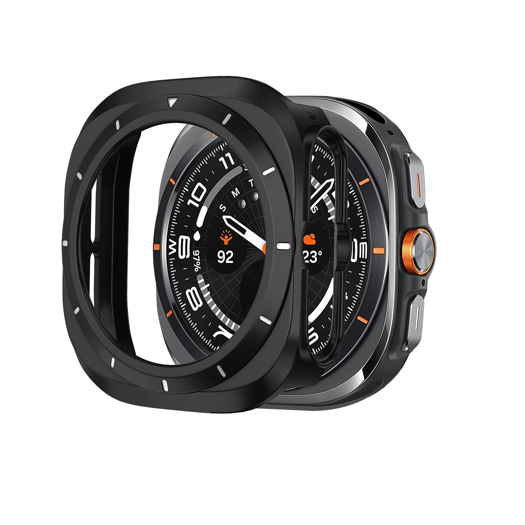 Bandz Samsung Galaxy Watch Ultra Bezel PC Case (Black with White)