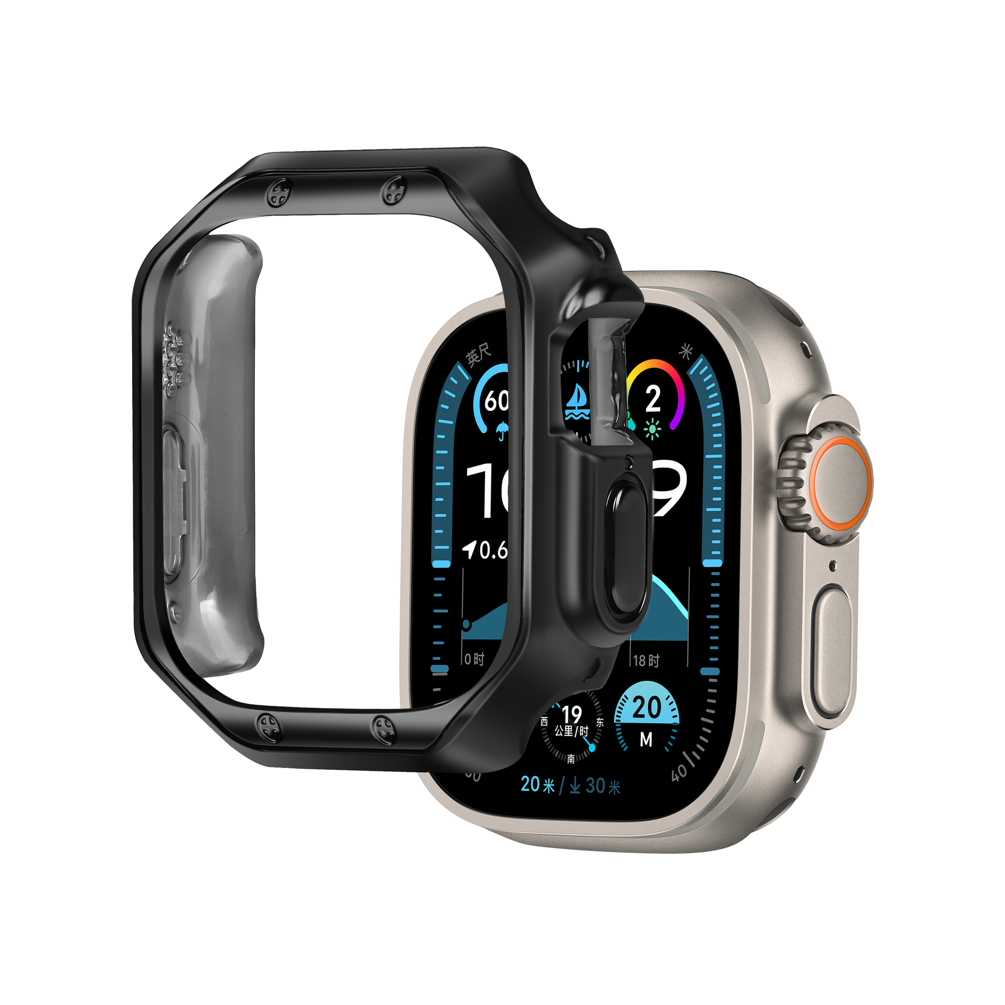 Bandz Apple Watch Ultra - 49mm Galvanized TPU Case (Black)