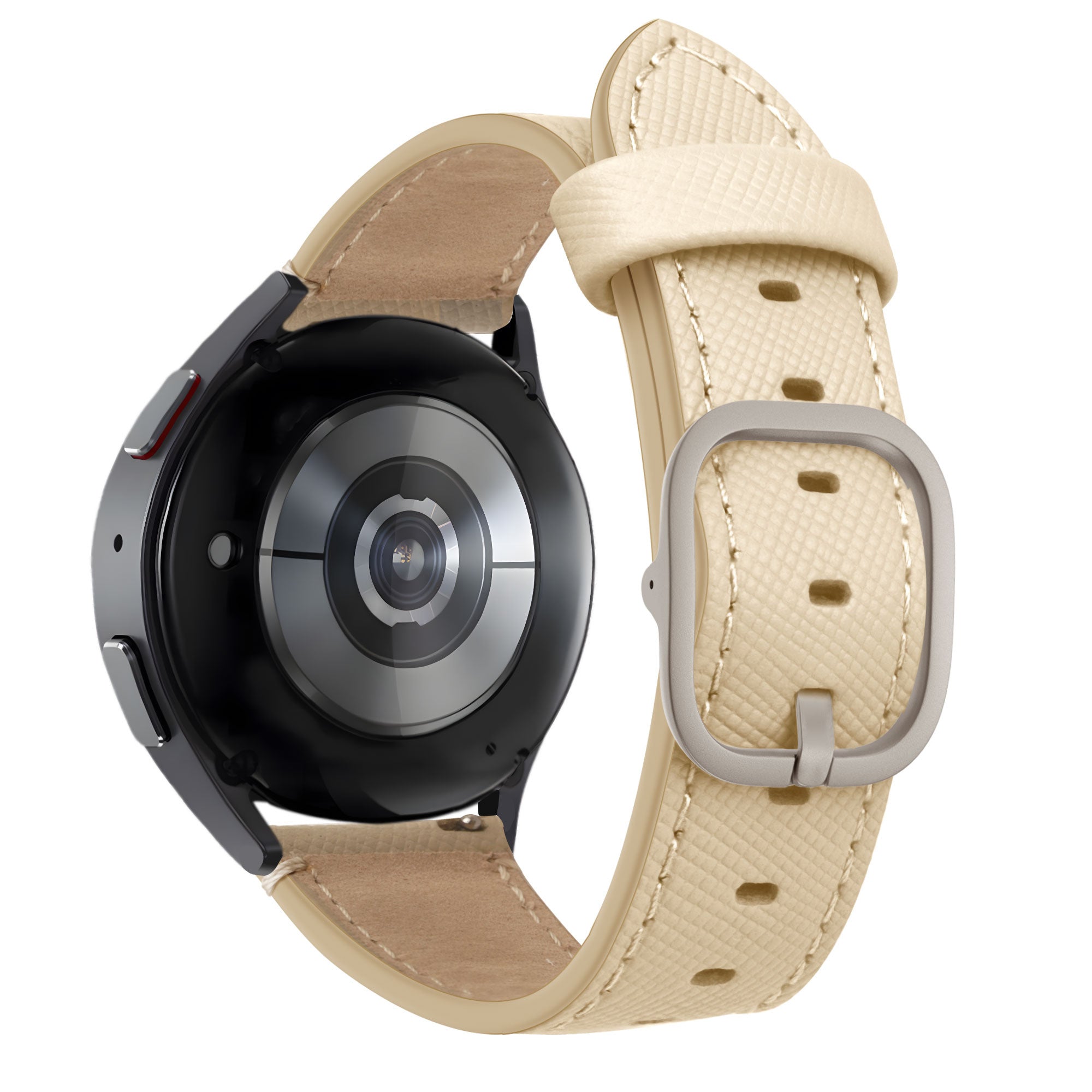Watch Strap Modern Leather 'Deluxe' 22mm - Quick Release (Khaki)
