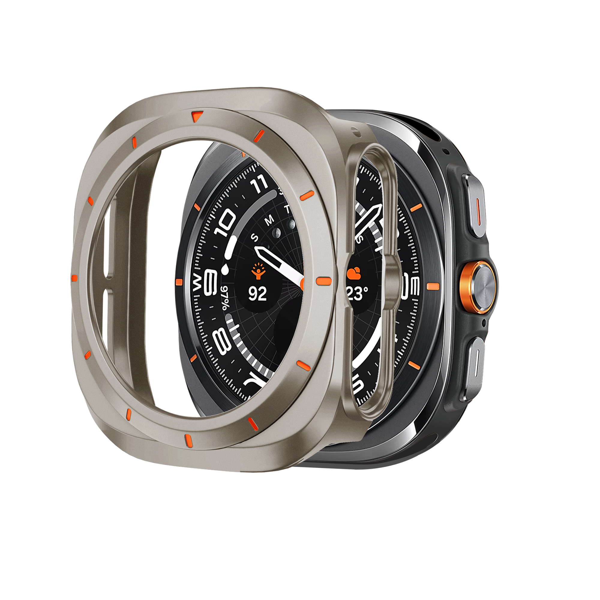 Bandz Samsung Galaxy Watch Ultra Bezel PC Case (Titanium with Orange)