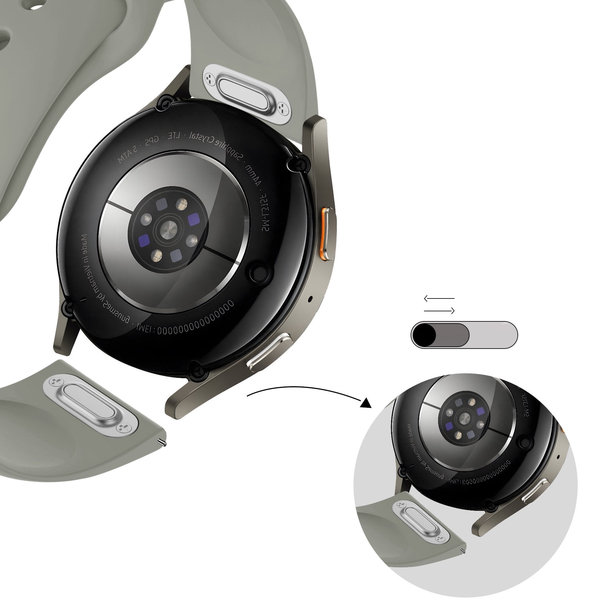 Bandz Samsung Gear S3 Sport Strap 'Easy Fit' (Light Grey)