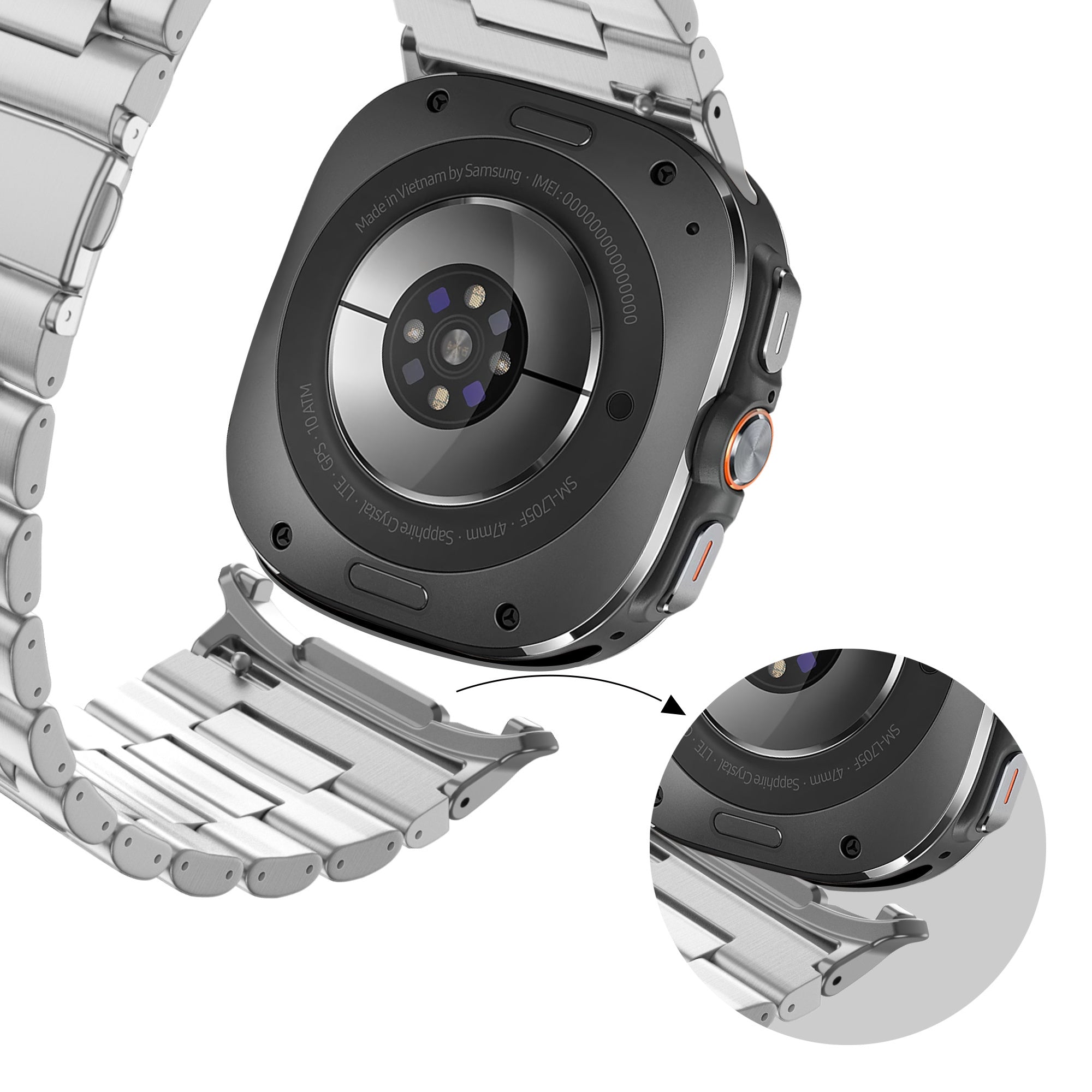 Bandz Samsung Galaxy Watch Ultra 2 Steel Link Strap 'Deluxe' (Silver)