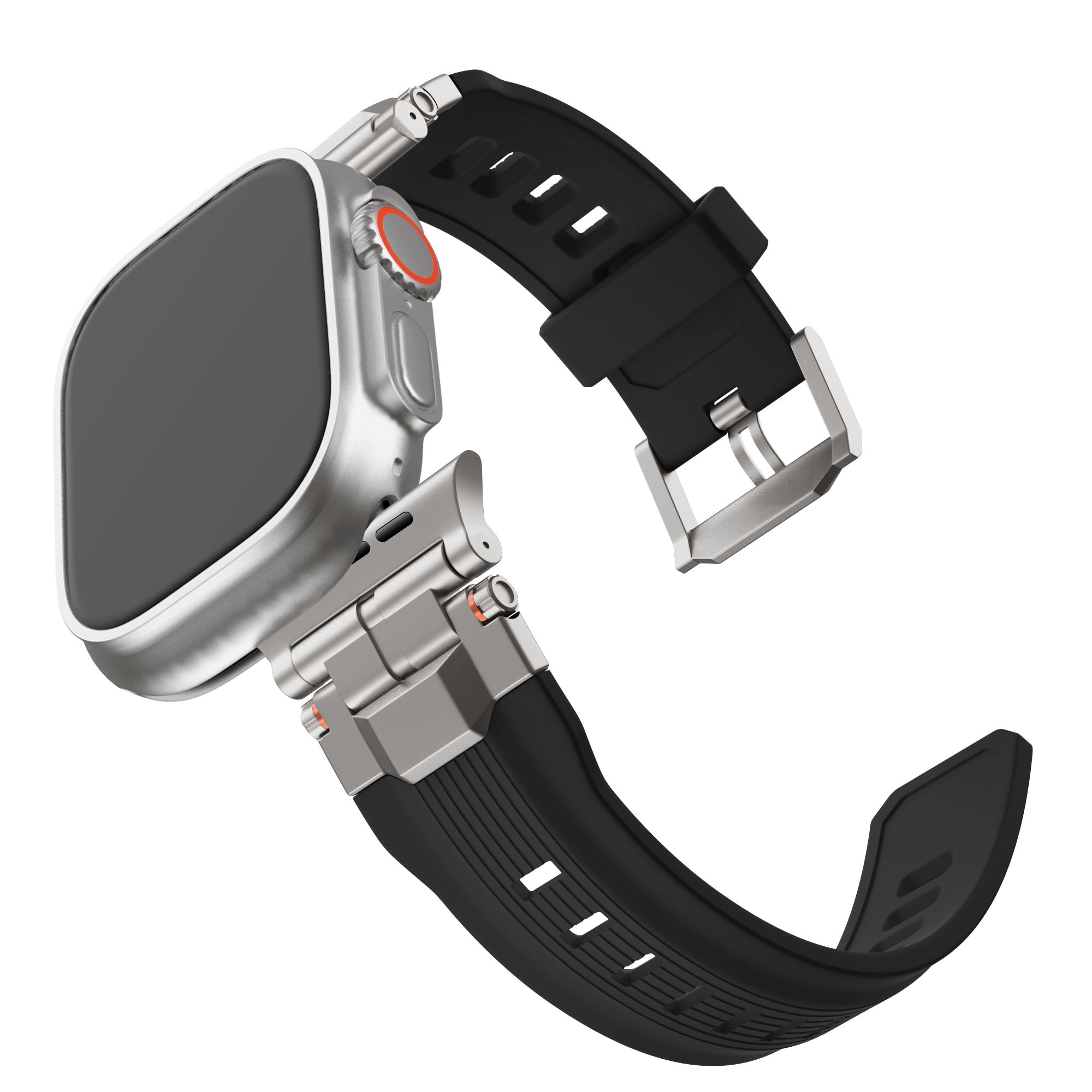 Bandz Apple Watch Liquid Silicone Strap 'Explorer' (Black with Titanium)