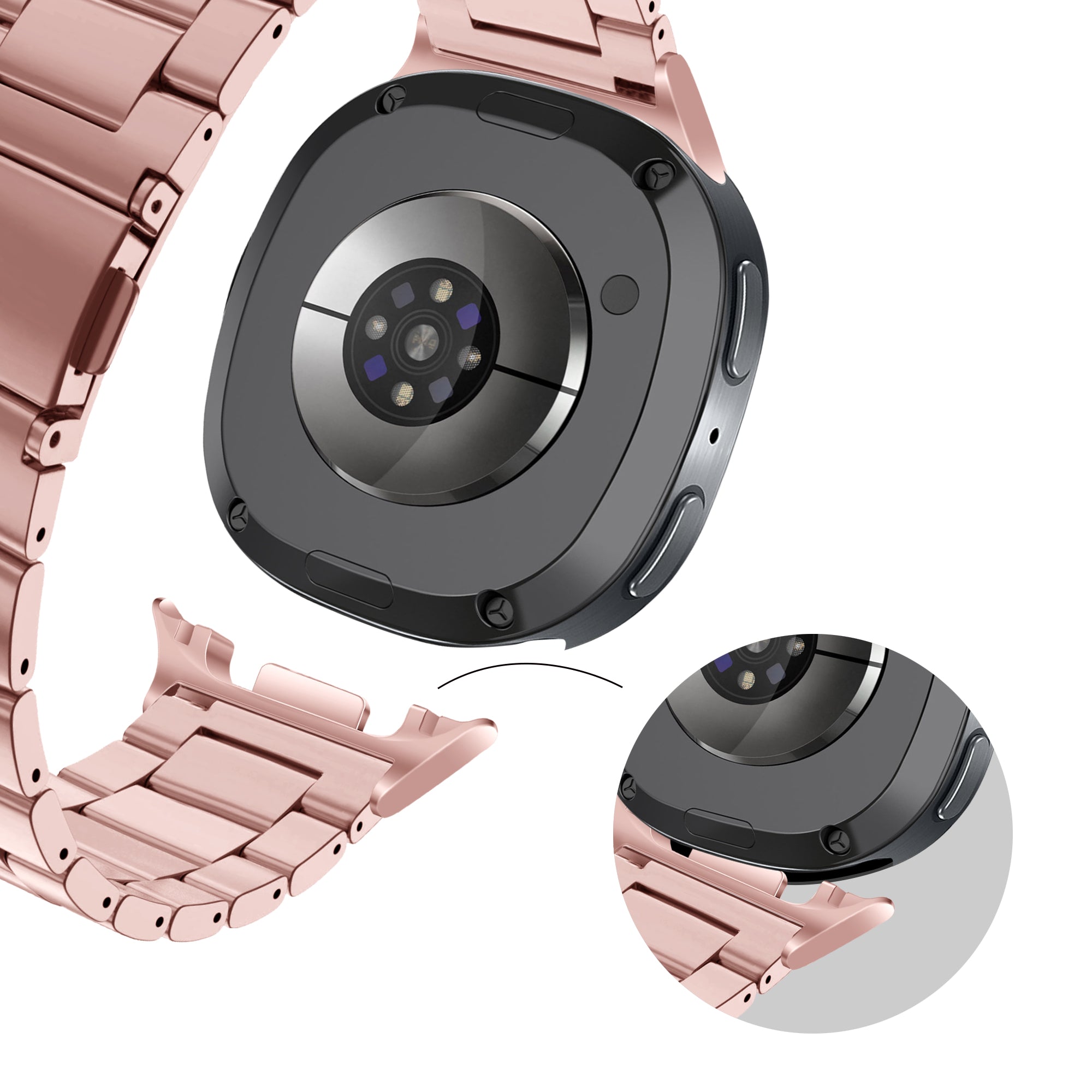 Bandz Samsung Galaxy Watch 8 - 44mm Steel Strap 'Classic' (Pink)