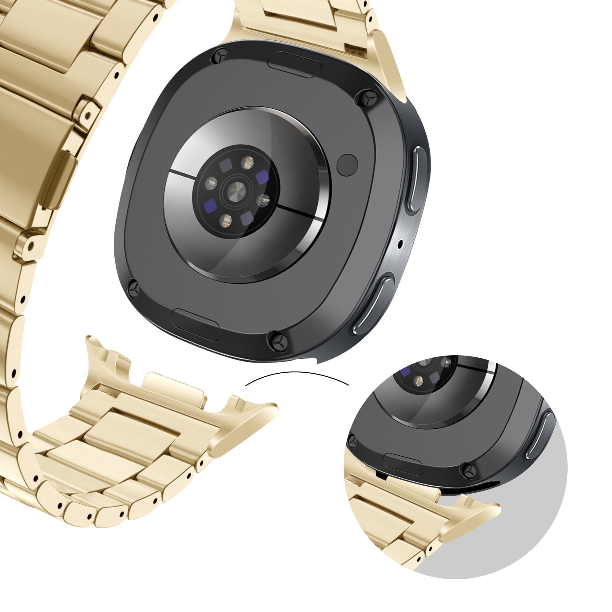 Bandz Samsung Galaxy Watch 8 - 44mm Steel Strap 'Classic' (Retro Gold)