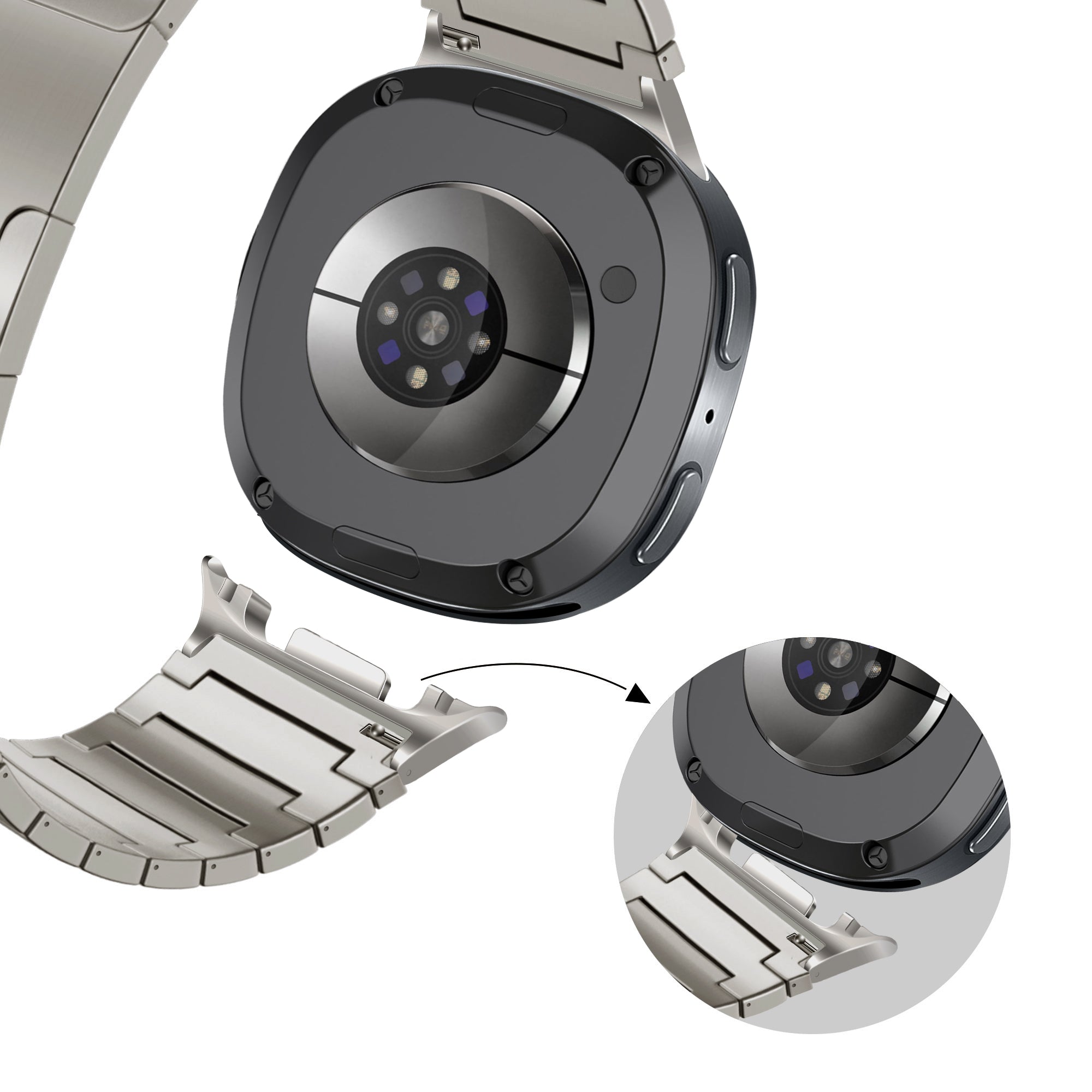 Bandz Samsung Galaxy Watch 9 - 40mm Titanium Strap 'One Bead' (Titanium)