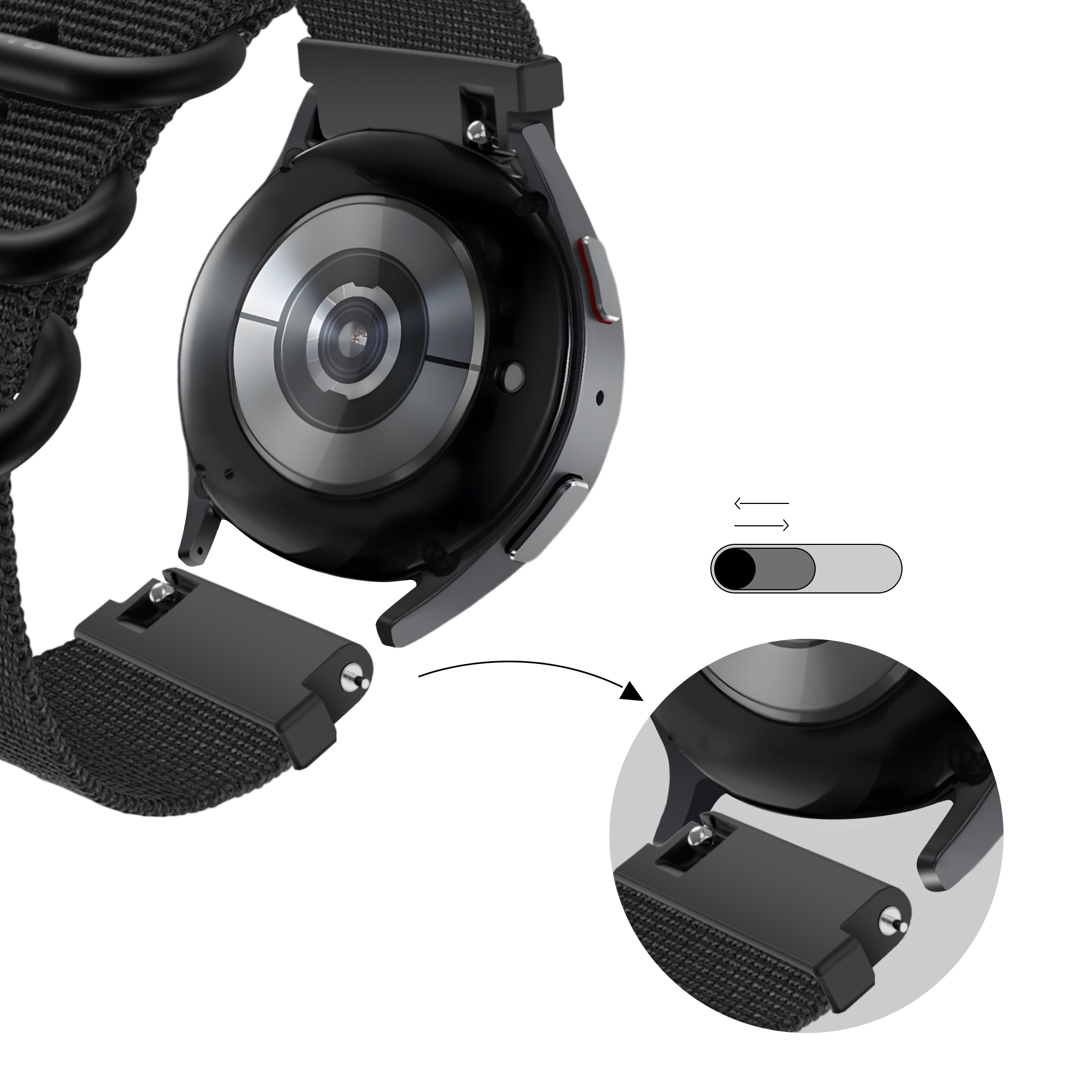 BALR Samsung Galaxy Watch 4 Classic 42mm Nylon Strap with Buckle (Black)