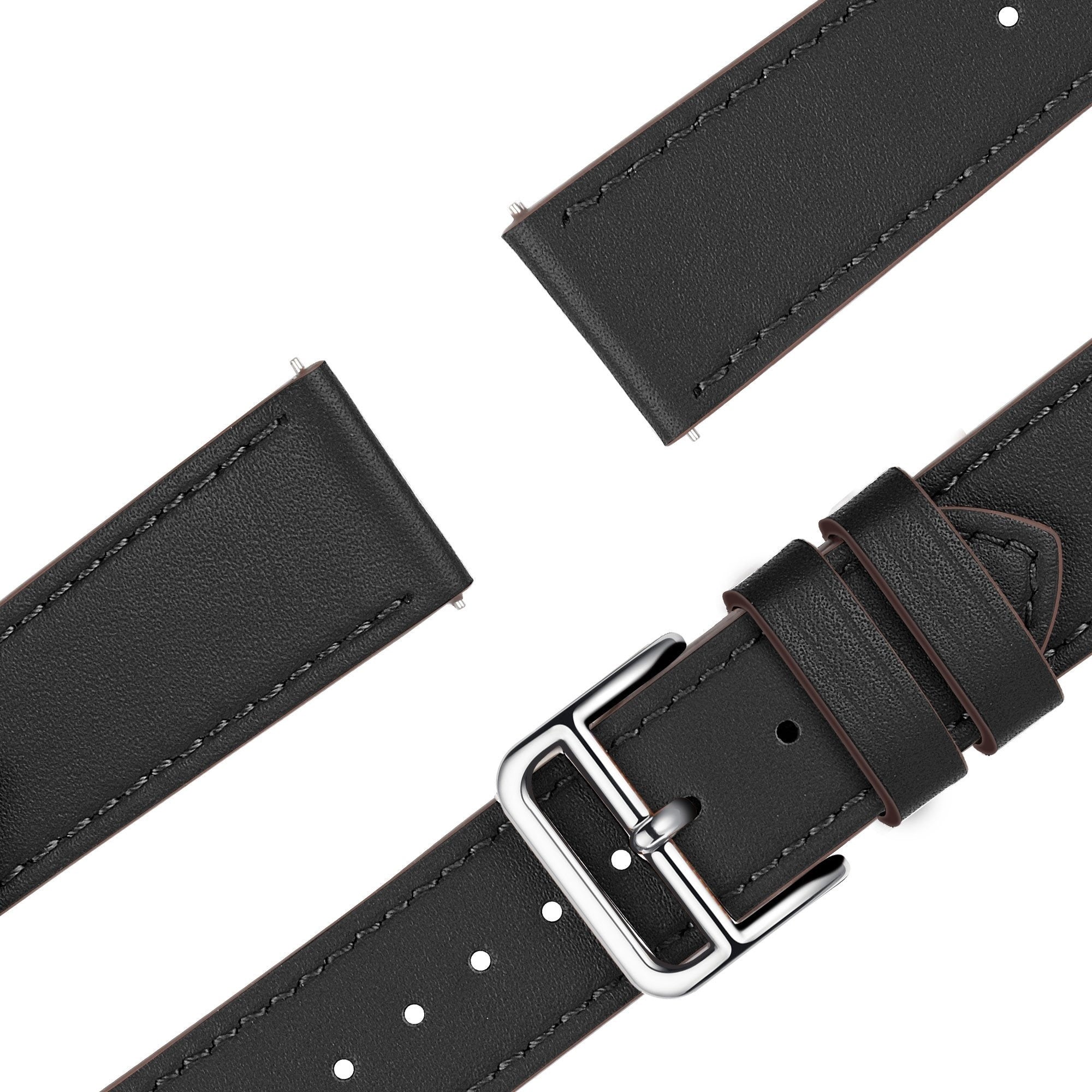 Bandz Amazfit Active 3 Premium Leather Strap 'Deluxe' (Black)