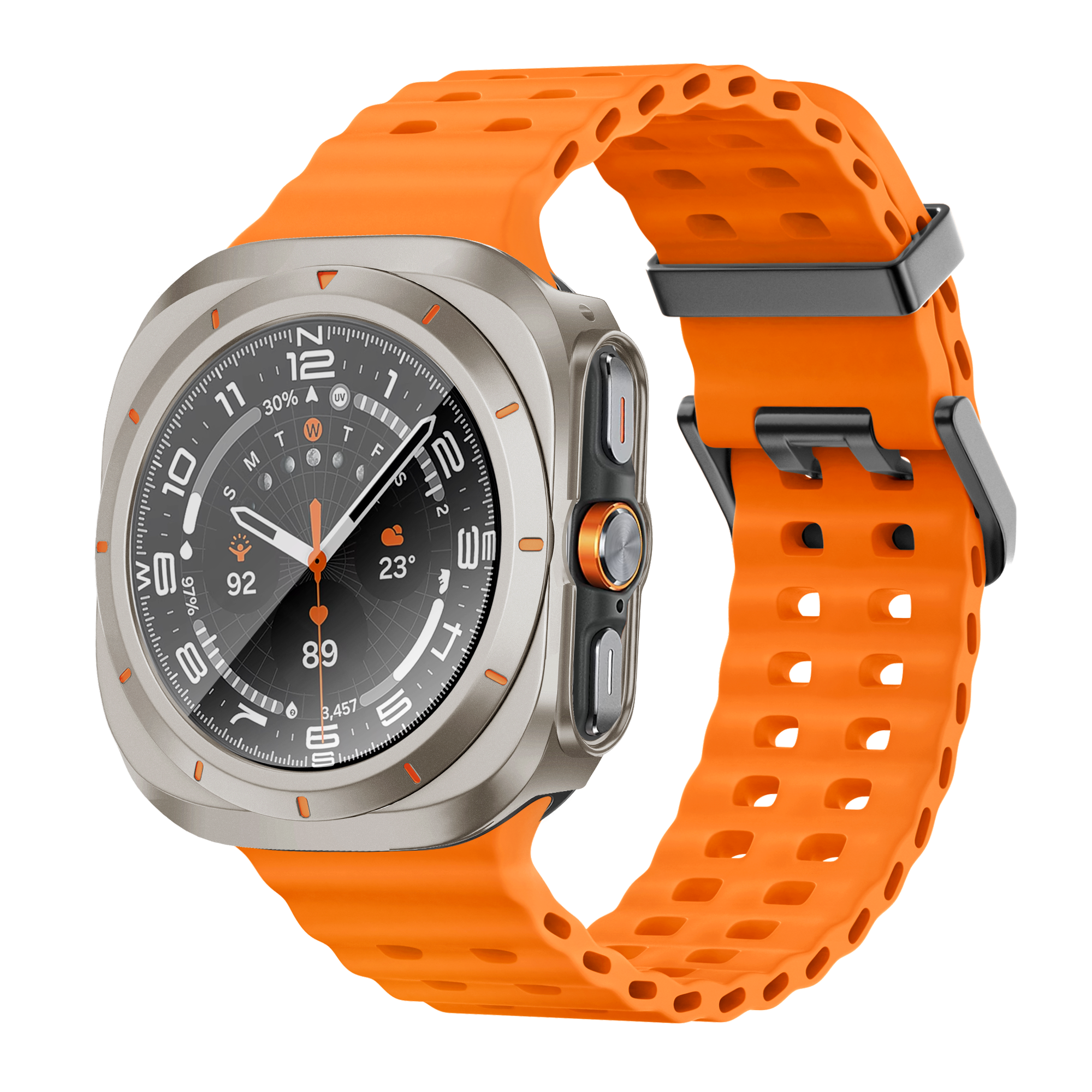 Bandz Samsung Galaxy Watch Ultra Bezel PC Case (Titanium with Orange)