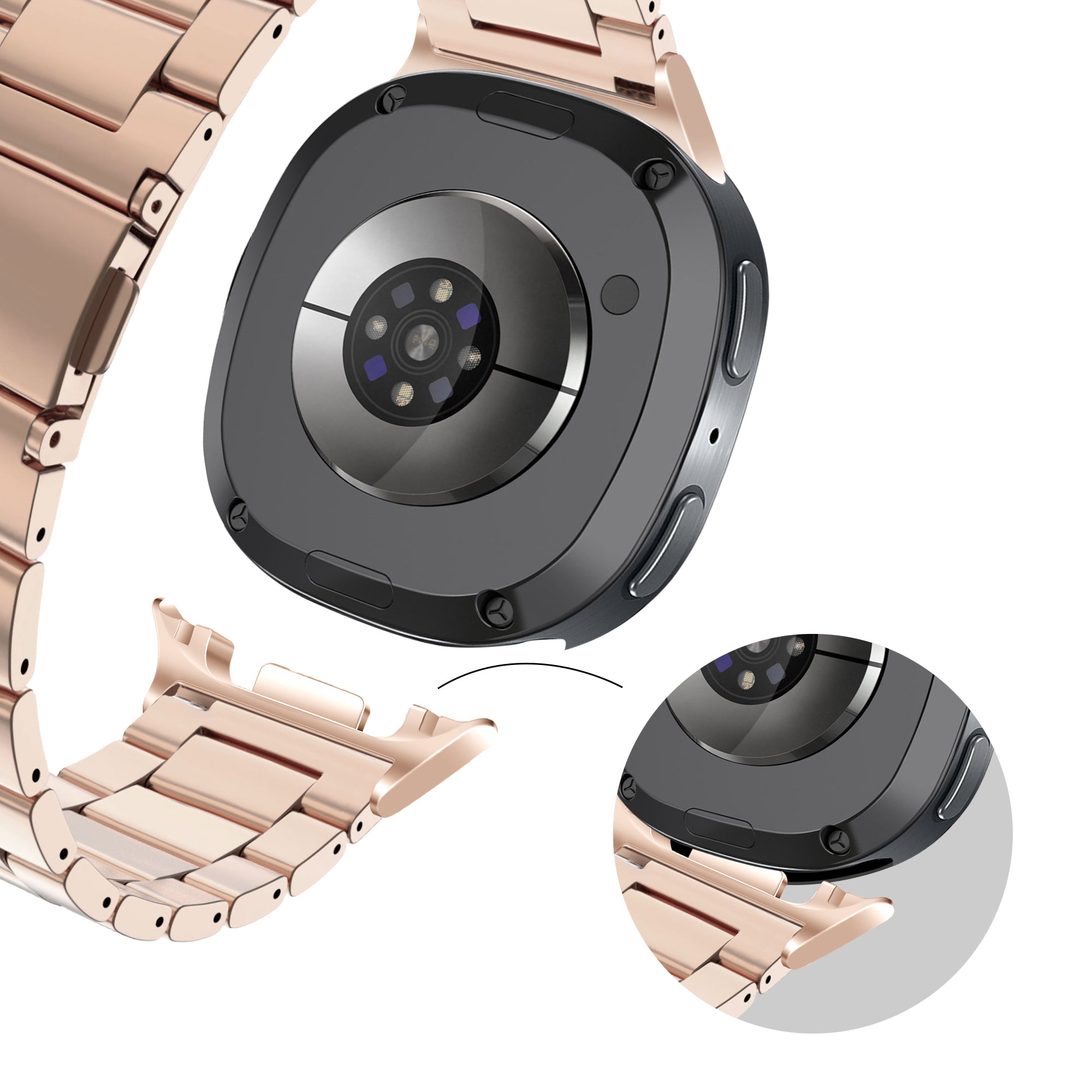 Bandz Samsung Galaxy Watch 8 - 44mm Steel Strap 'Classic' (Rose Gold)