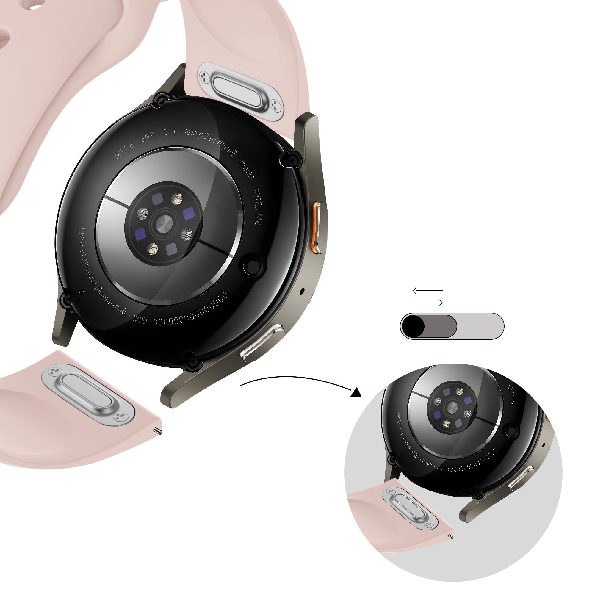 Bandz Samsung Galaxy Watch 5 - 40mm Sport Strap 'Easy Fit' (Light Pink)