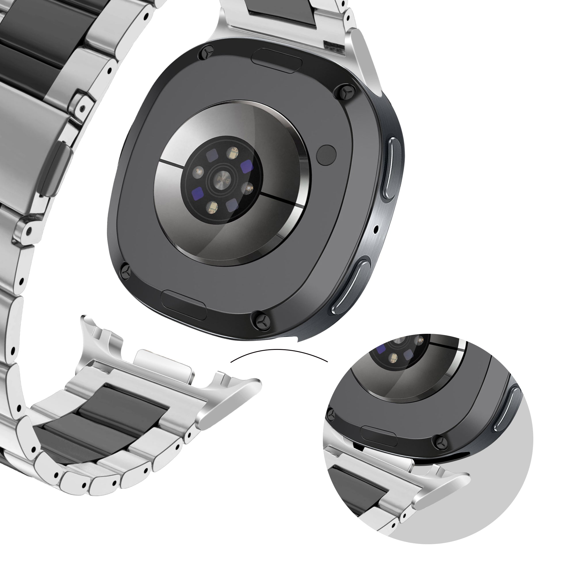 Bandz Samsung Galaxy Watch 8 - 44mm Steel Strap 'Classic' (Silver/Black)