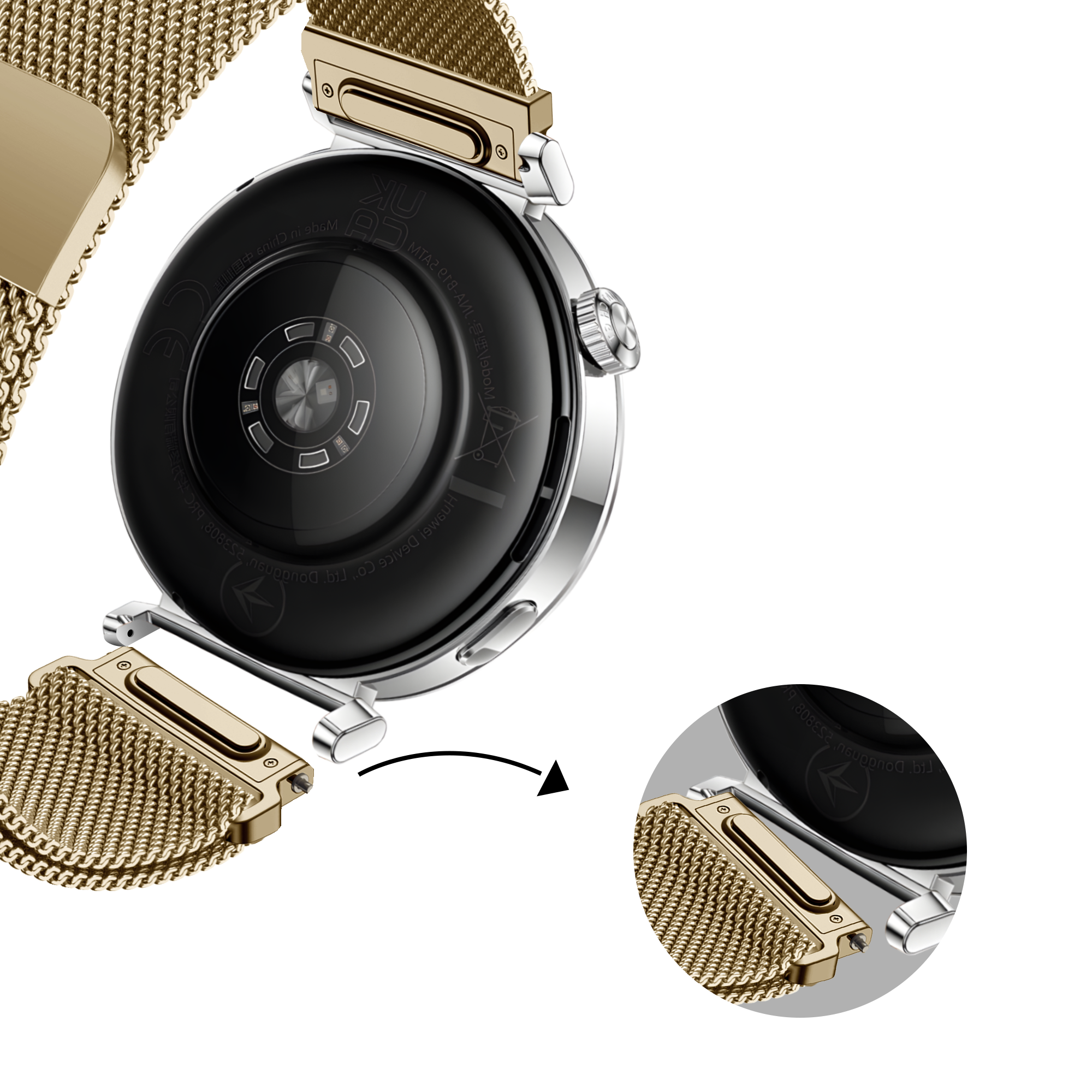 Bandz Withings ScanWatch Light Milanese Strap 'Easy fit' (Gold)