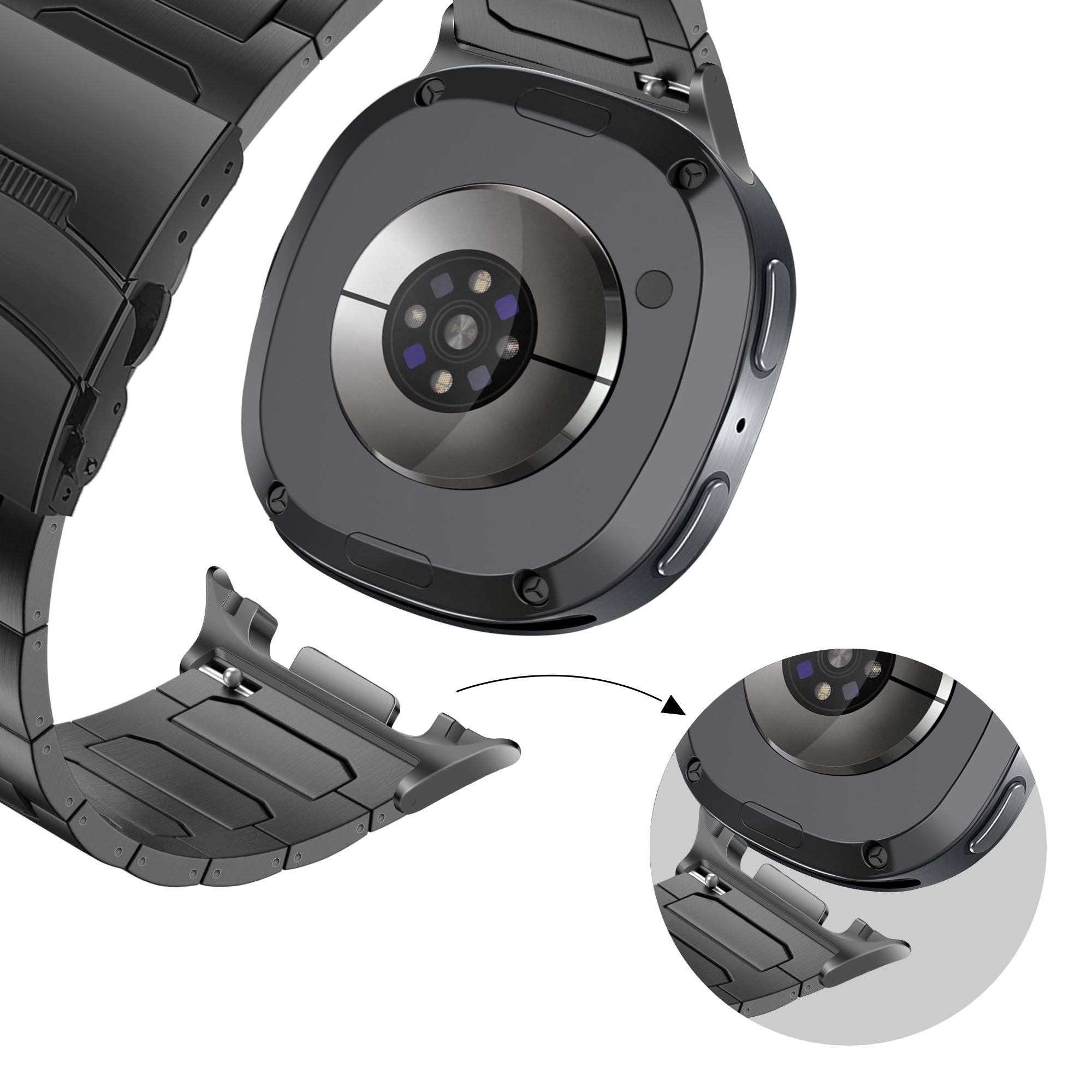 Bandz Samsung Galaxy Watch 8 Classic Titanium Strap 'Deluxe' (Black)