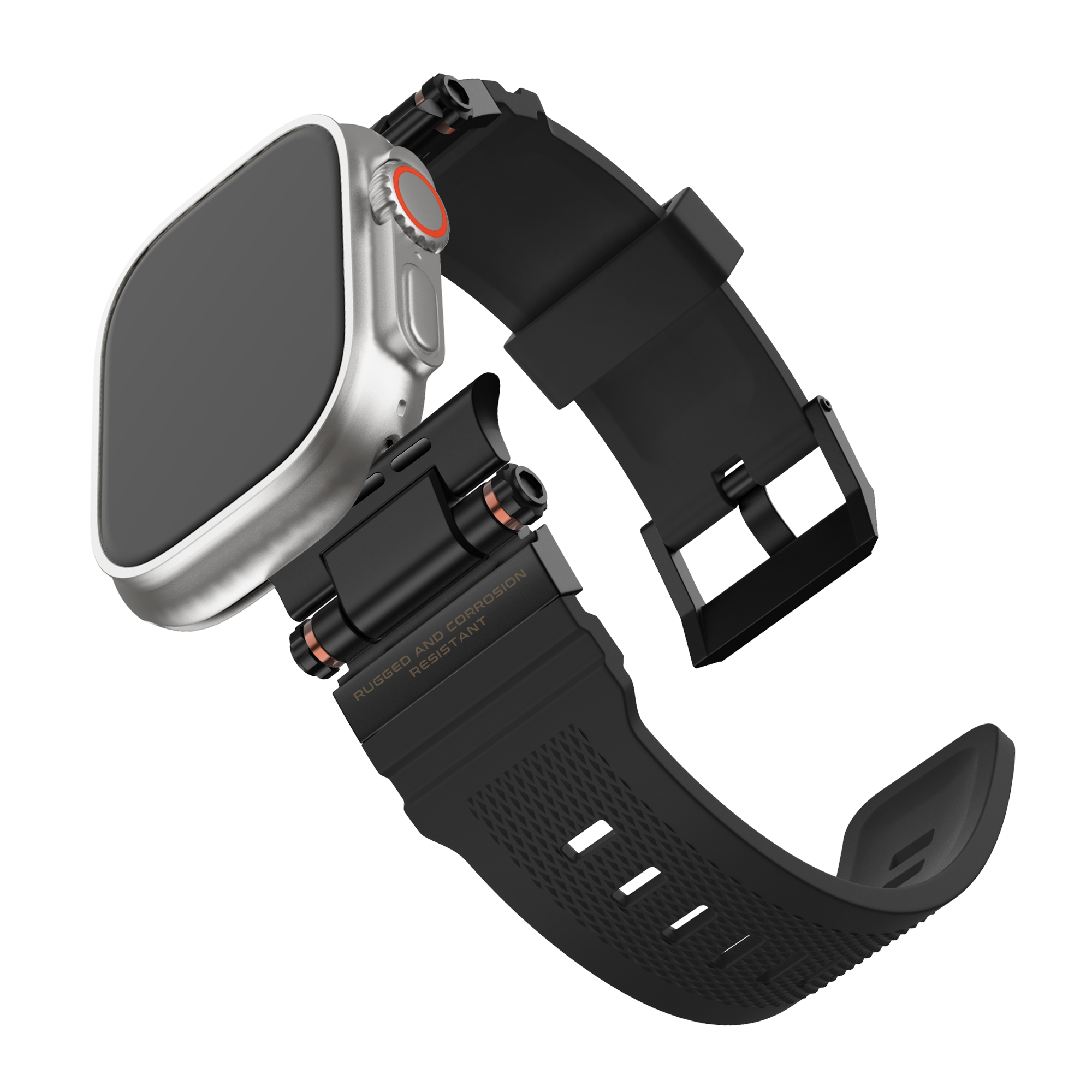 Bandz Apple Watch Silicone Strap 'Explorer' (Black with Black)