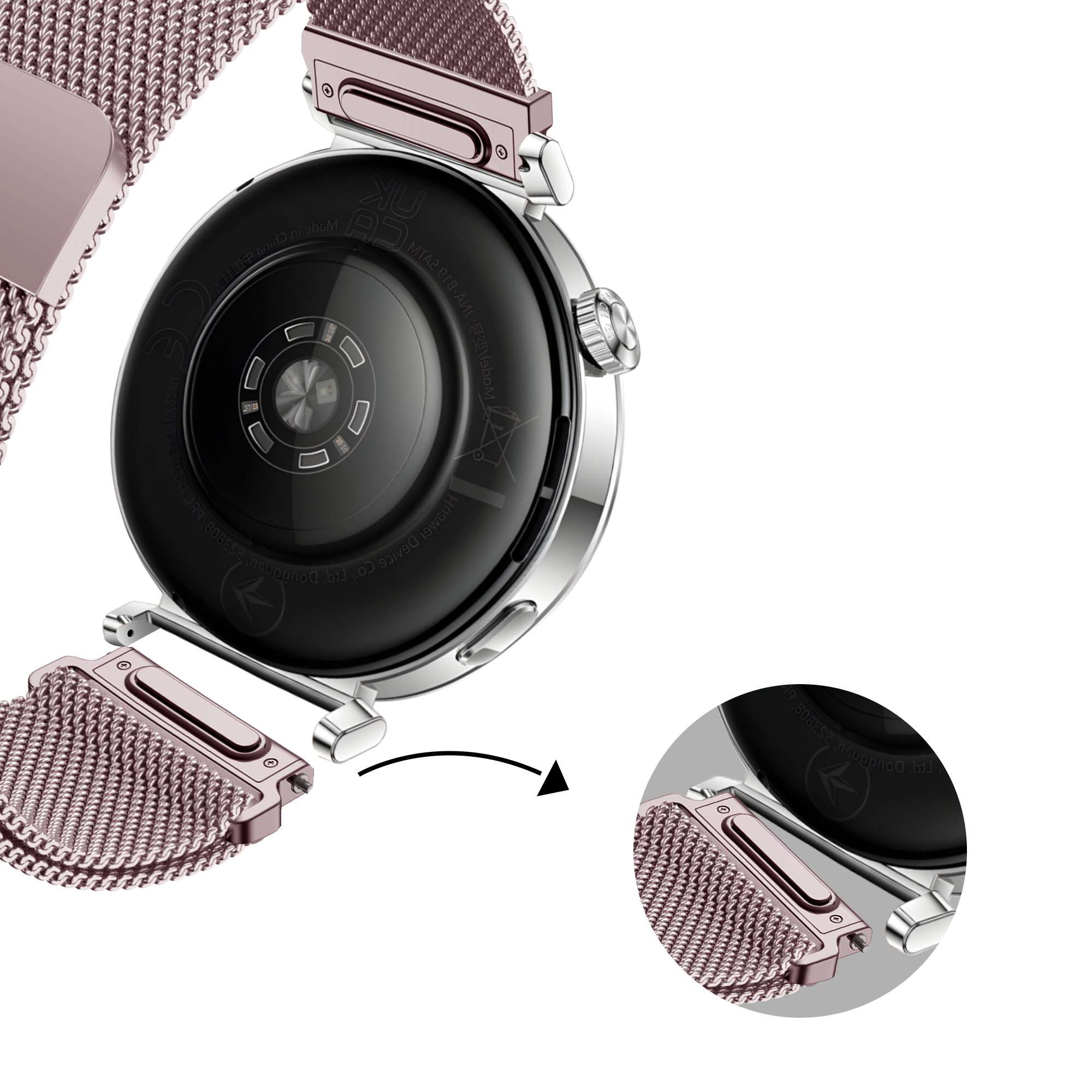 Bandz Withings ScanWatch 2 - 38mm Milanese Strap 'Easy fit' (Pink)