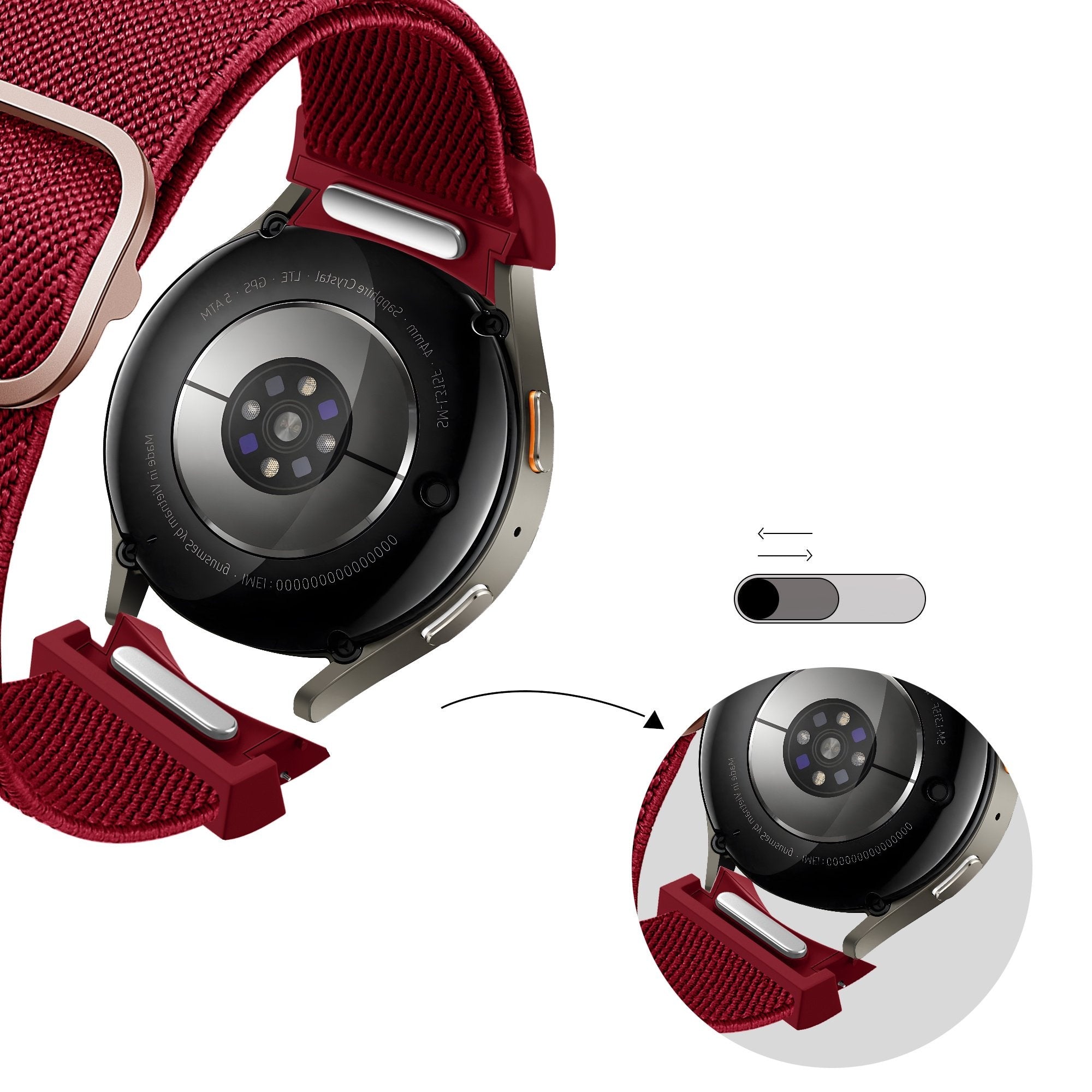 Bandz Samsung Galaxy Watch 4 Classic 42mm Elastic Strap 'Easy Fit' (Red)