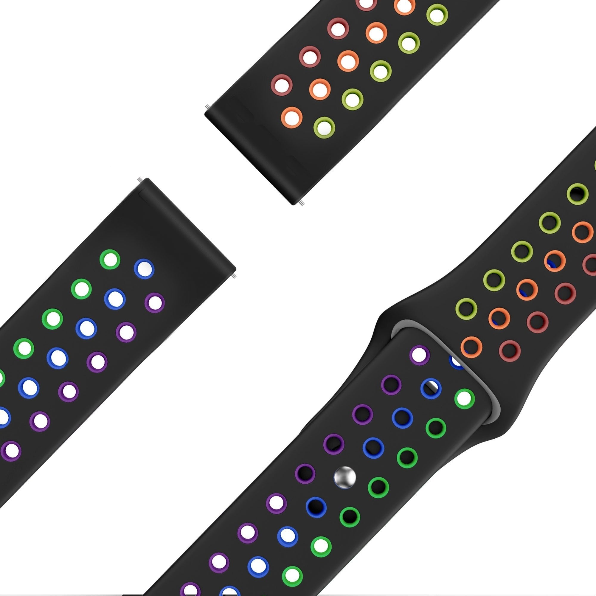 Bandz Coros Apex 42mm Sport Strap 'Deluxe' (Black/Rainbow)