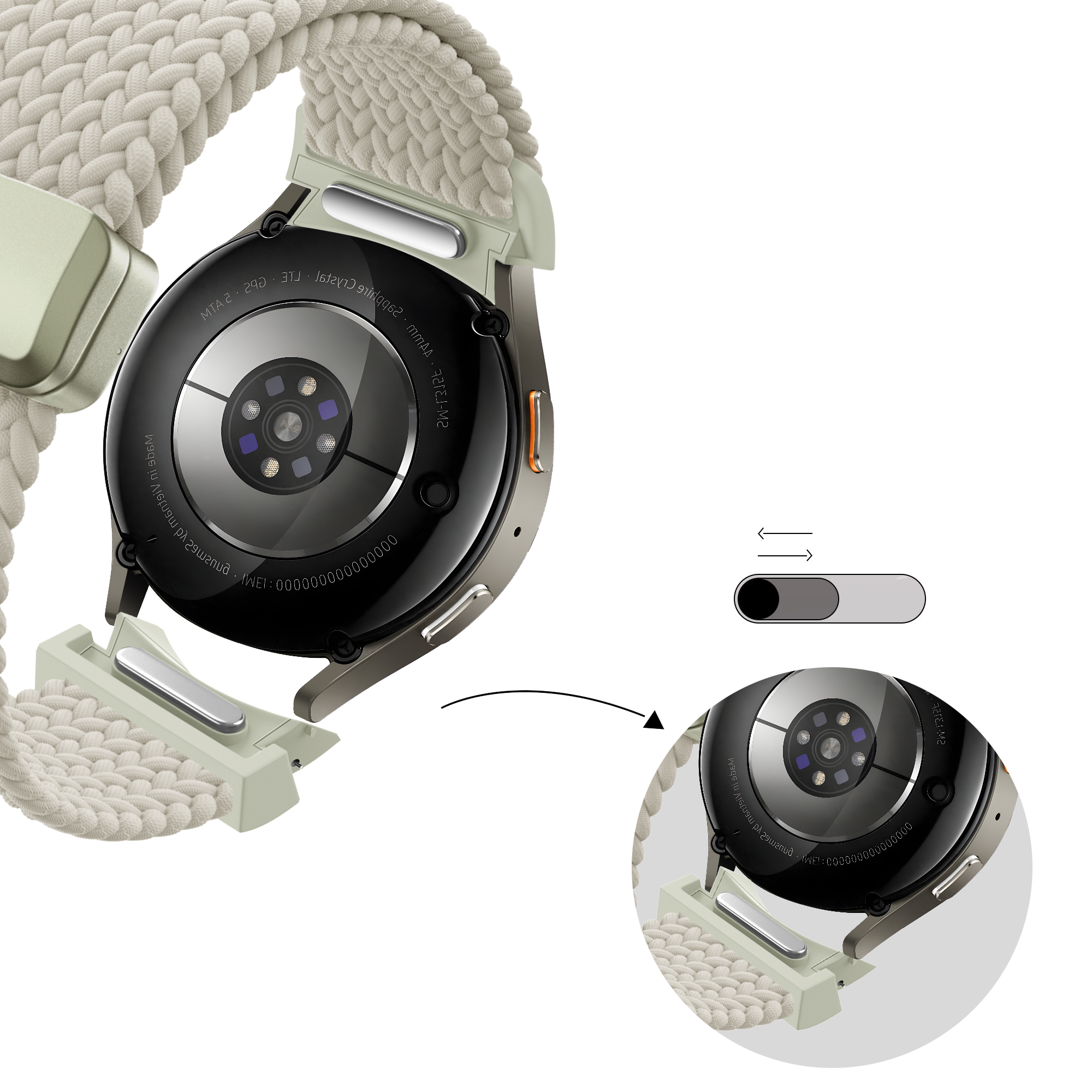 Bandz Samsung Galaxy Watch 4 Classic 42mm Braided Strap 'Easy Fit' (Starlight)