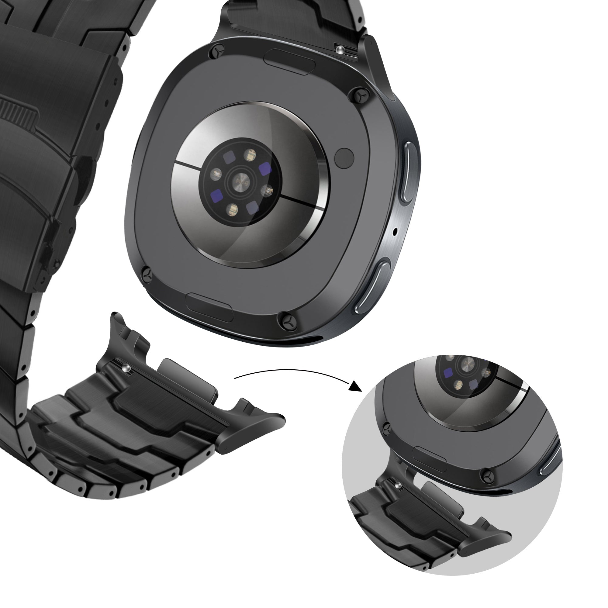 Bandz Samsung Galaxy Watch 8 - 40mm Steel Strap 'Iron' (Black)