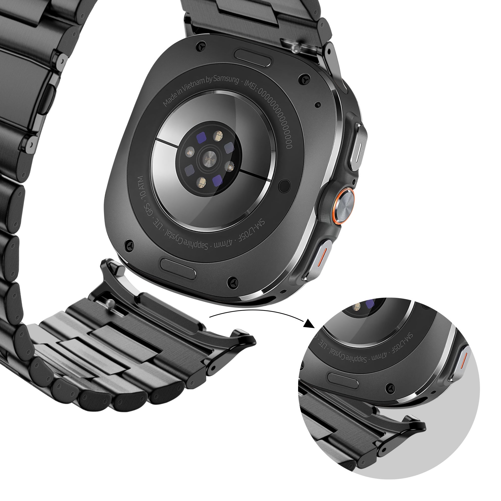 Bandz Samsung Galaxy Watch Ultra 2 Steel Link Strap 'Deluxe' (Black)