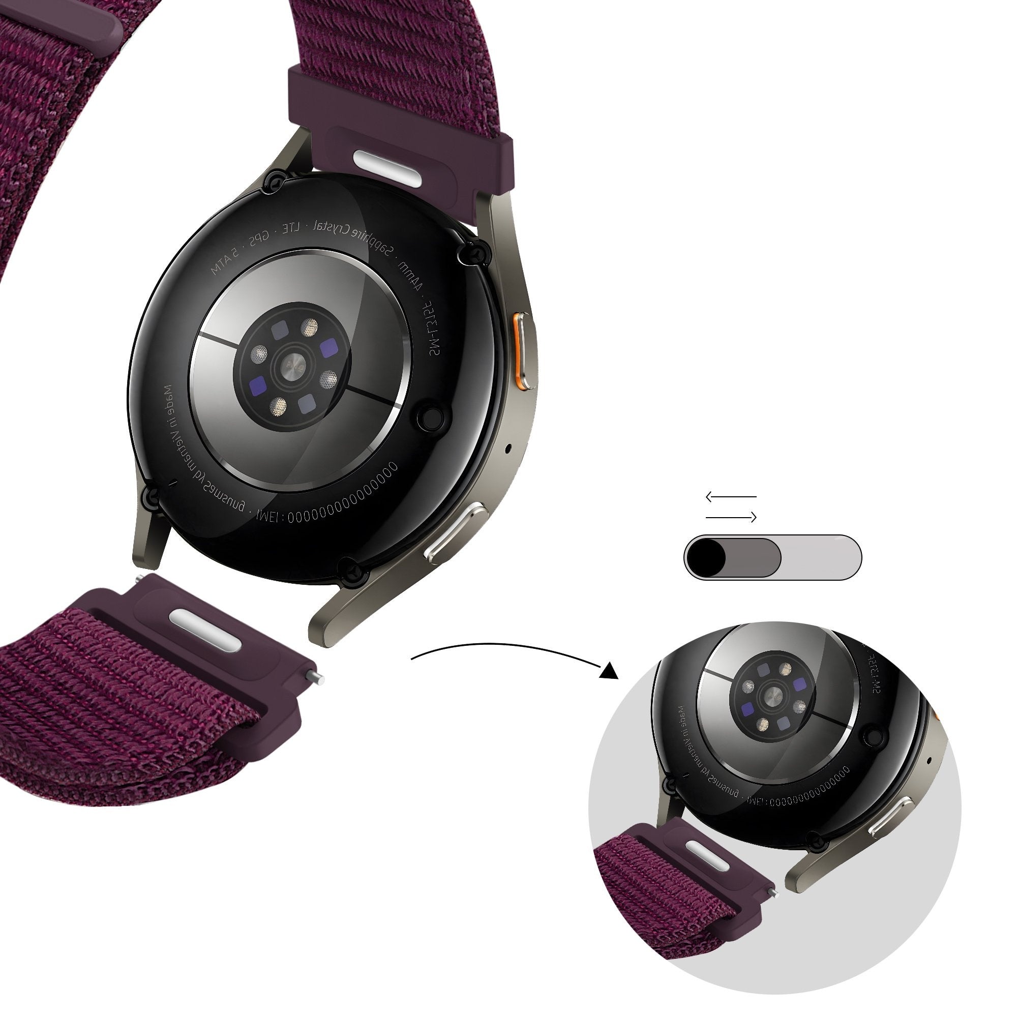 Bandz Amazfit Bip U (Pro) Nylon Strap 'Easy Fit' (Plum)