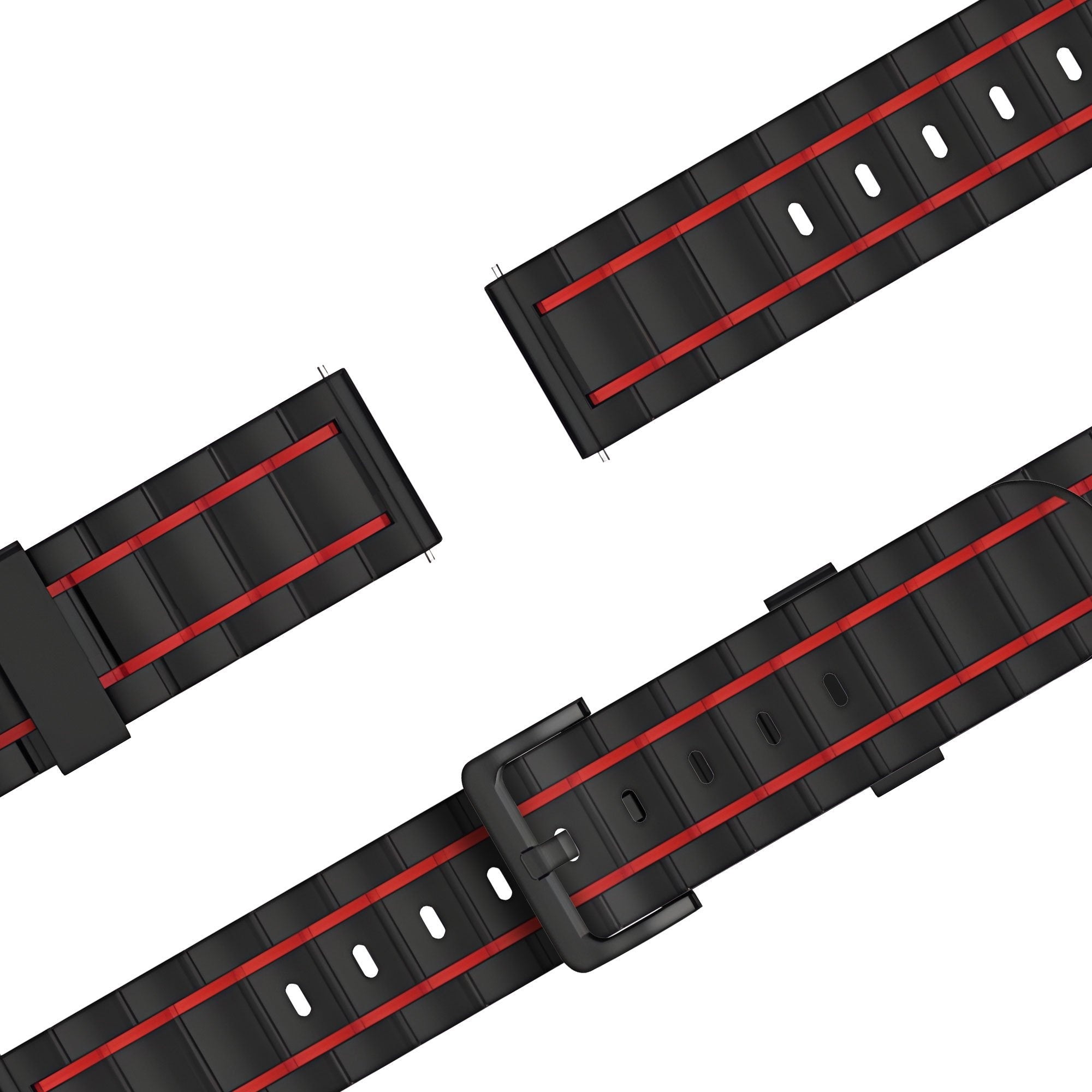 Bandz Huawei Watch GT 6 Pro - 46mm Sport Strap Striped (Black/Red)