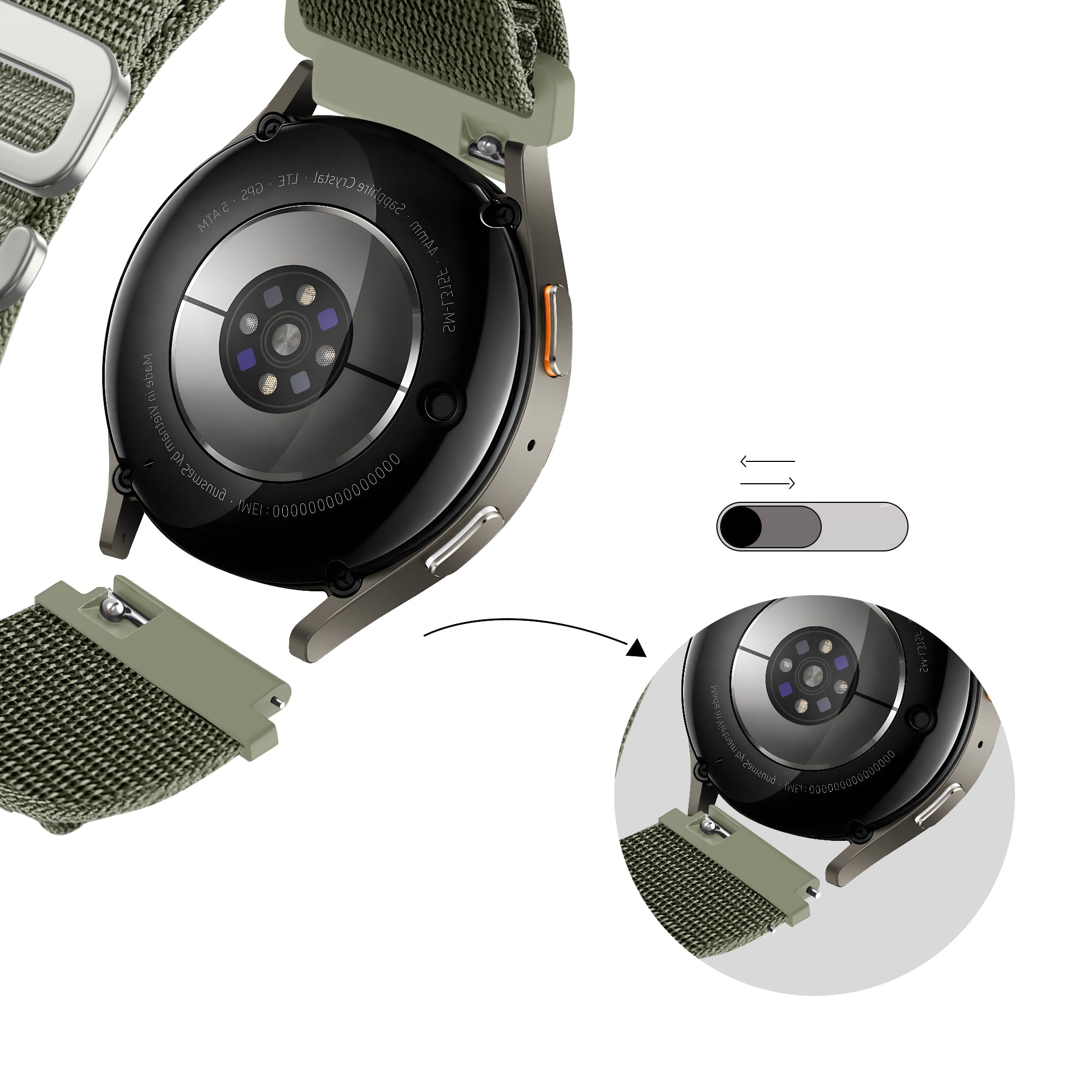 Bandz Samsung Galaxy Watch 6 Classic - 43mm Alpine Nylon Strap (Olive)