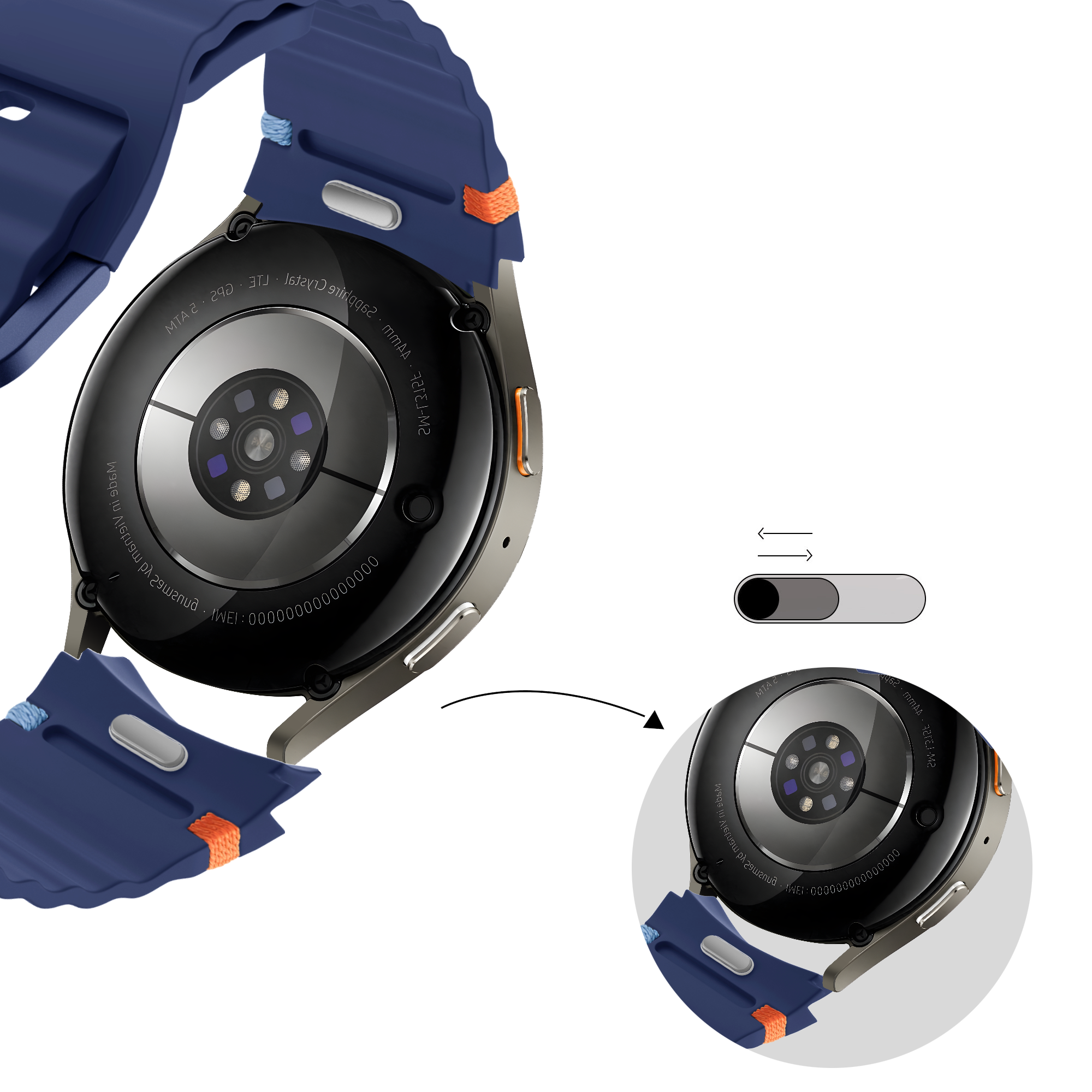 Bandz Samsung Galaxy Watch 6 Classic - 47mm Wave Strap 'Easy Fit' (Dark Blue)