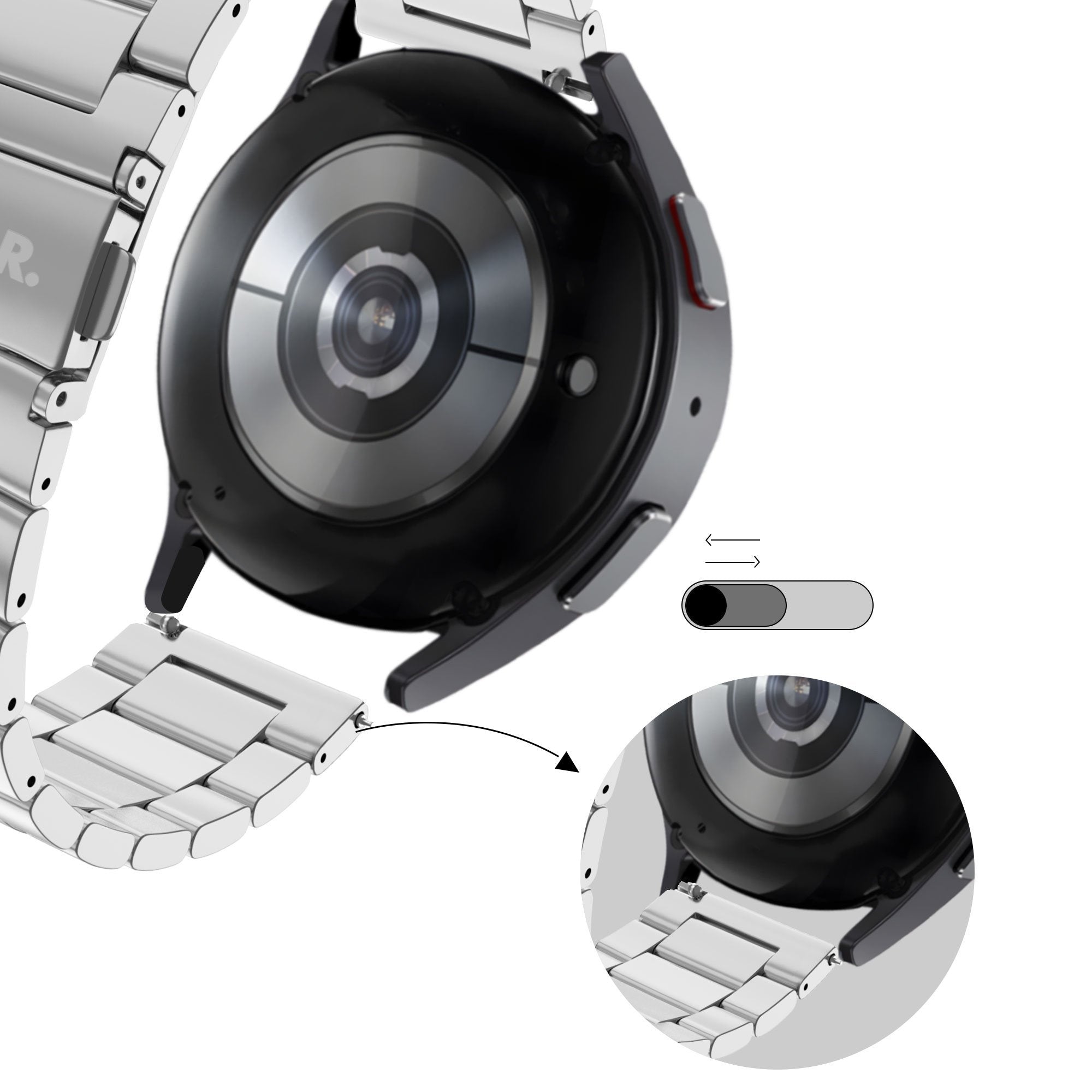 BALR Samsung Galaxy Watch 5 44mm Steel Link Strap (Silver)