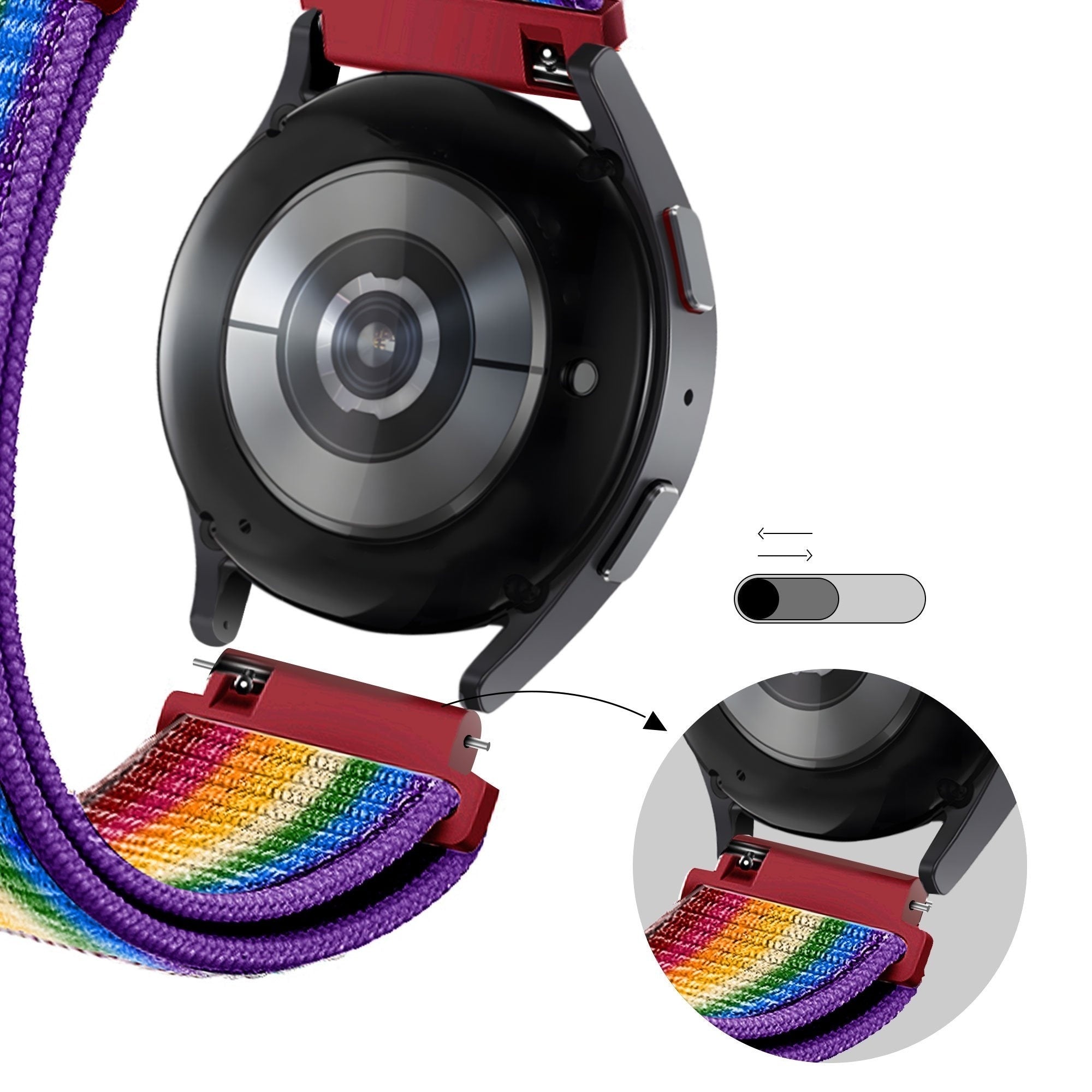 Bandz Pebble Round 2 - 20mm Nylon Loop Strap (Rainbow)