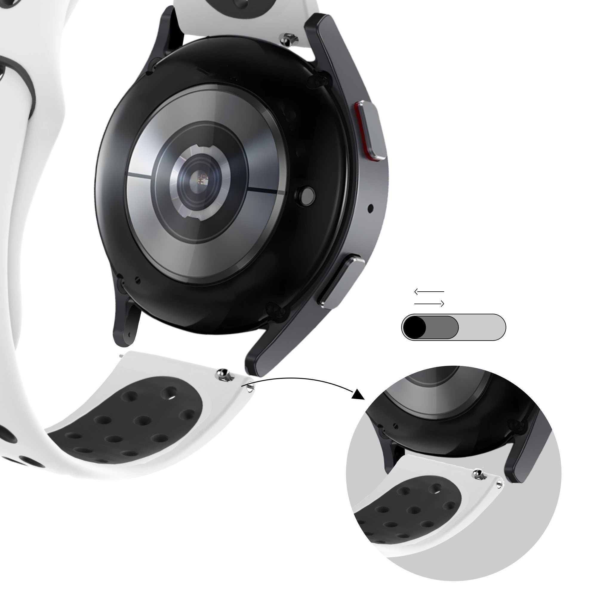 Bandz Amazfit Active 2 Sport Strap 'Deluxe' (White/Black)