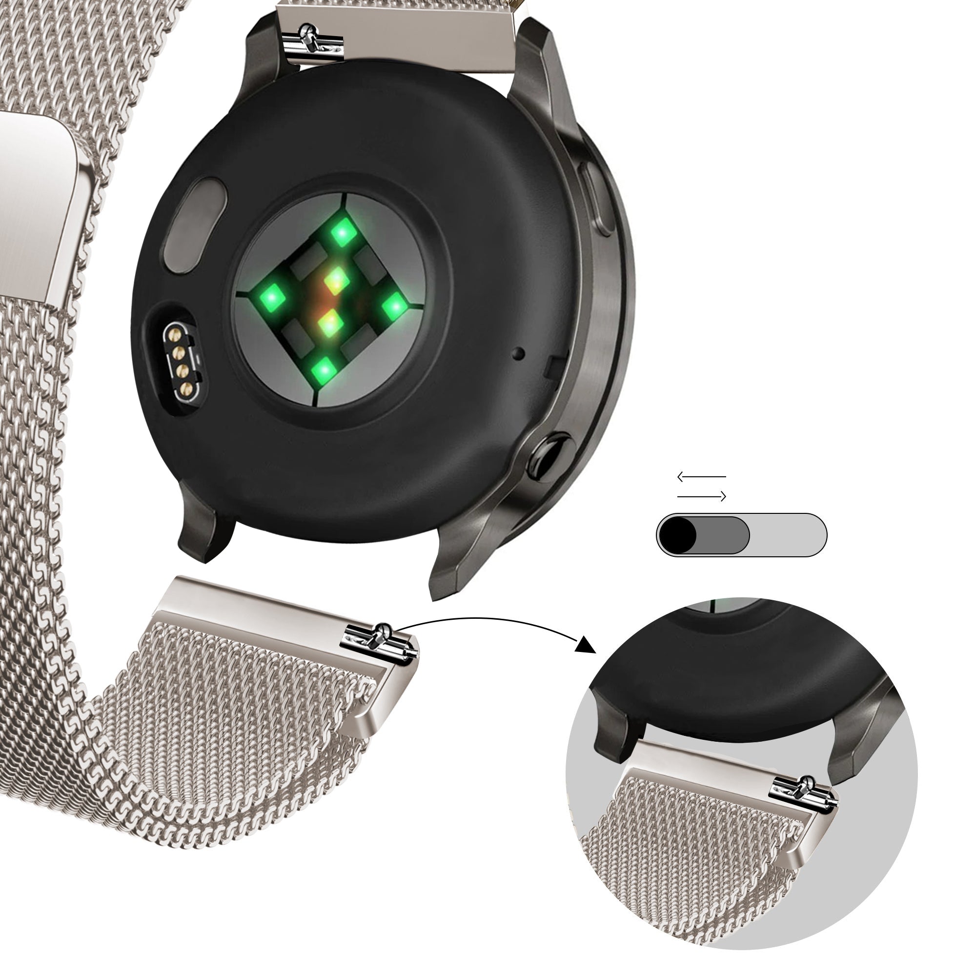 Bandz Garmin Forerunner 255s Milanese Loop Strap (Starlight)