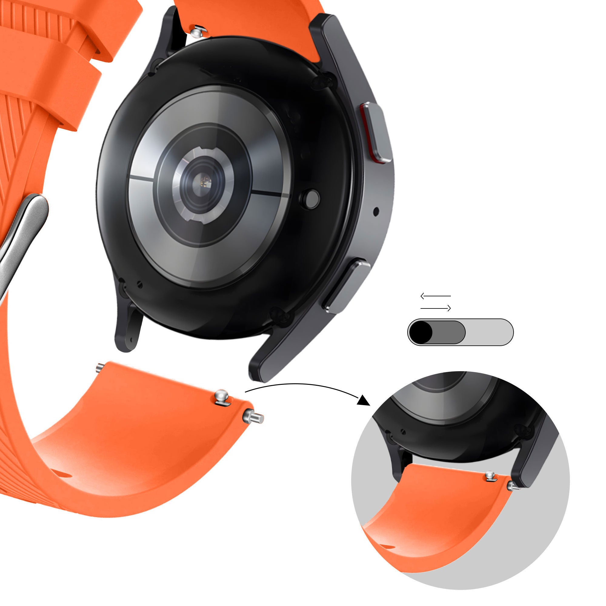 Bandz Huawei Watch 5 - 46mm Silicone Strap 'Deluxe' (Orange)