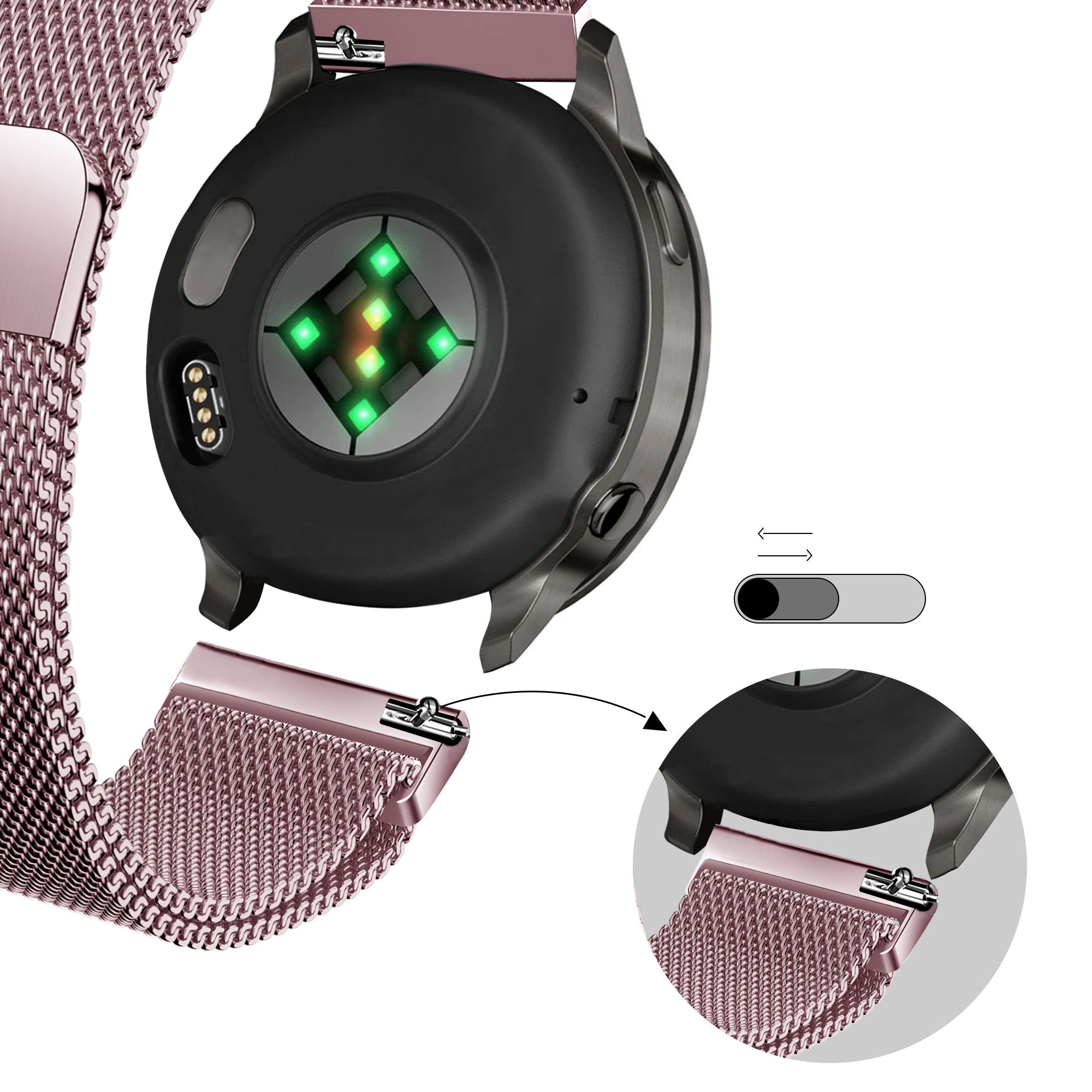 Bandz Garmin Bounce 2 Milanese Loop Strap (Pink)