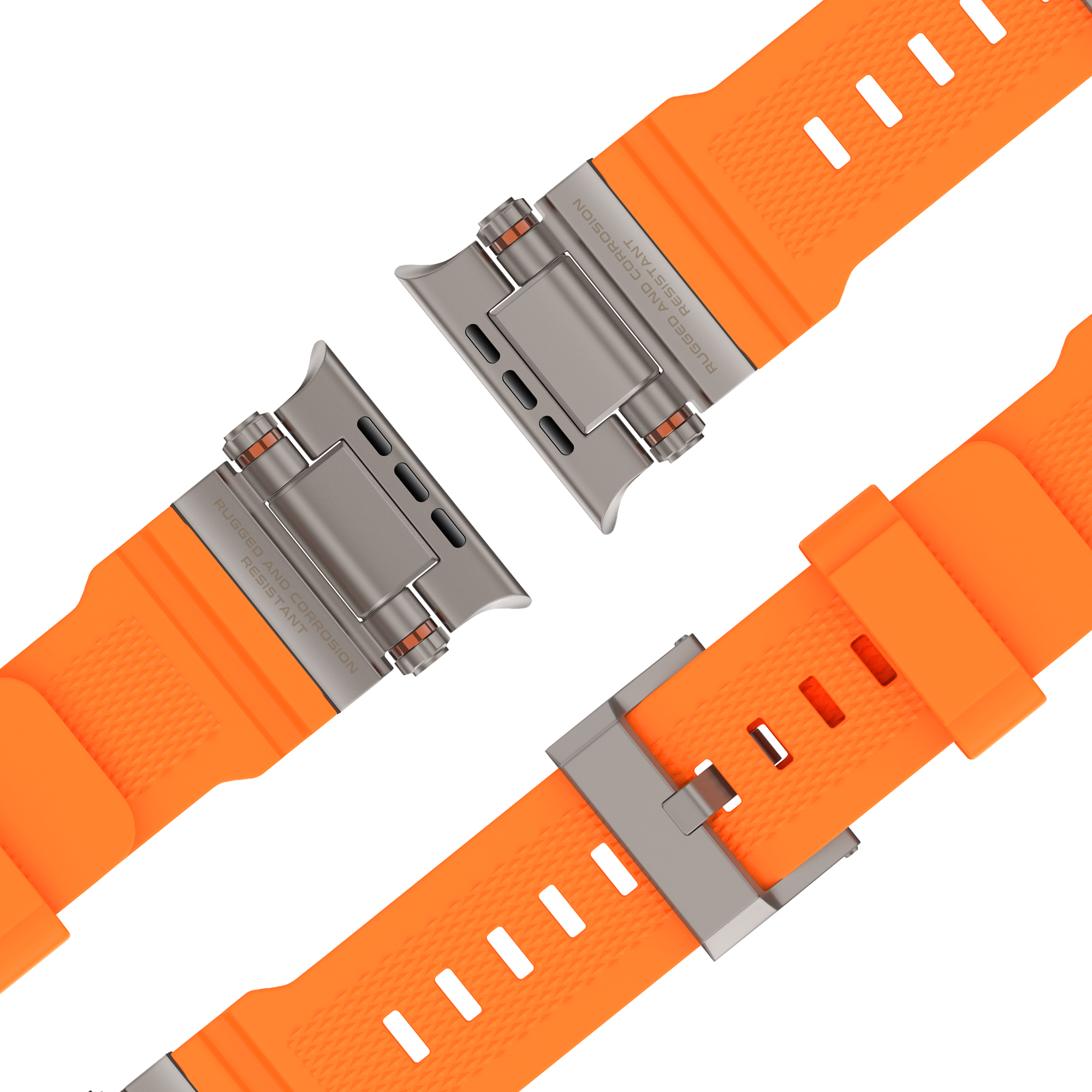 Bandz Apple Watch Silicone Strap 'Explorer' (Orange with Titanium)