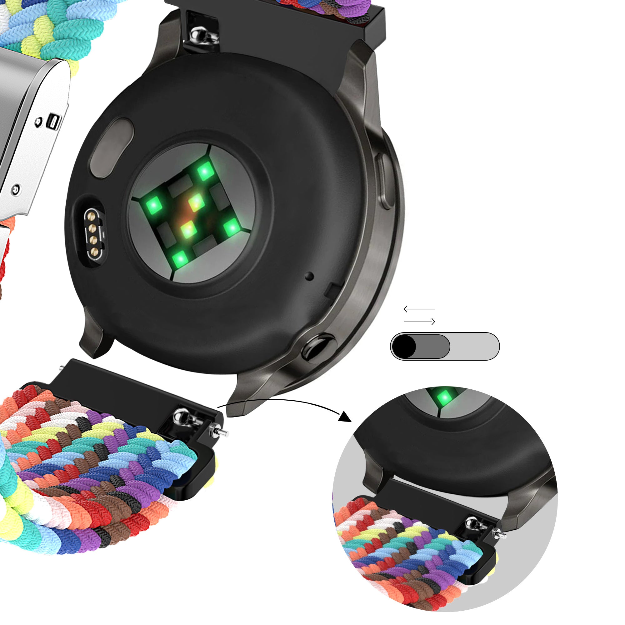 Bandz Garmin Bounce 2 Woven Nylon Strap (Colourful)