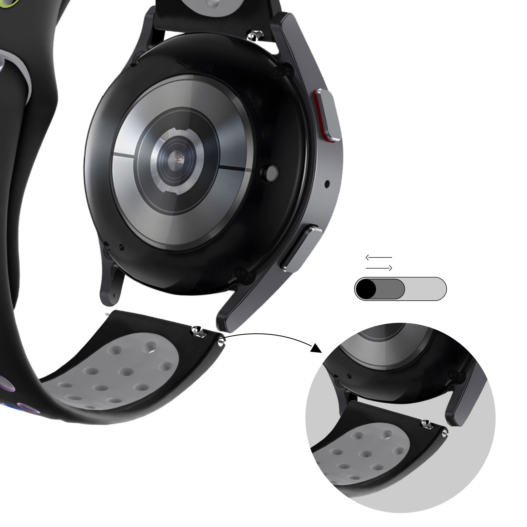 Bandz Coros Pace 2 Sport Strap 'Deluxe' (Black/Rainbow)