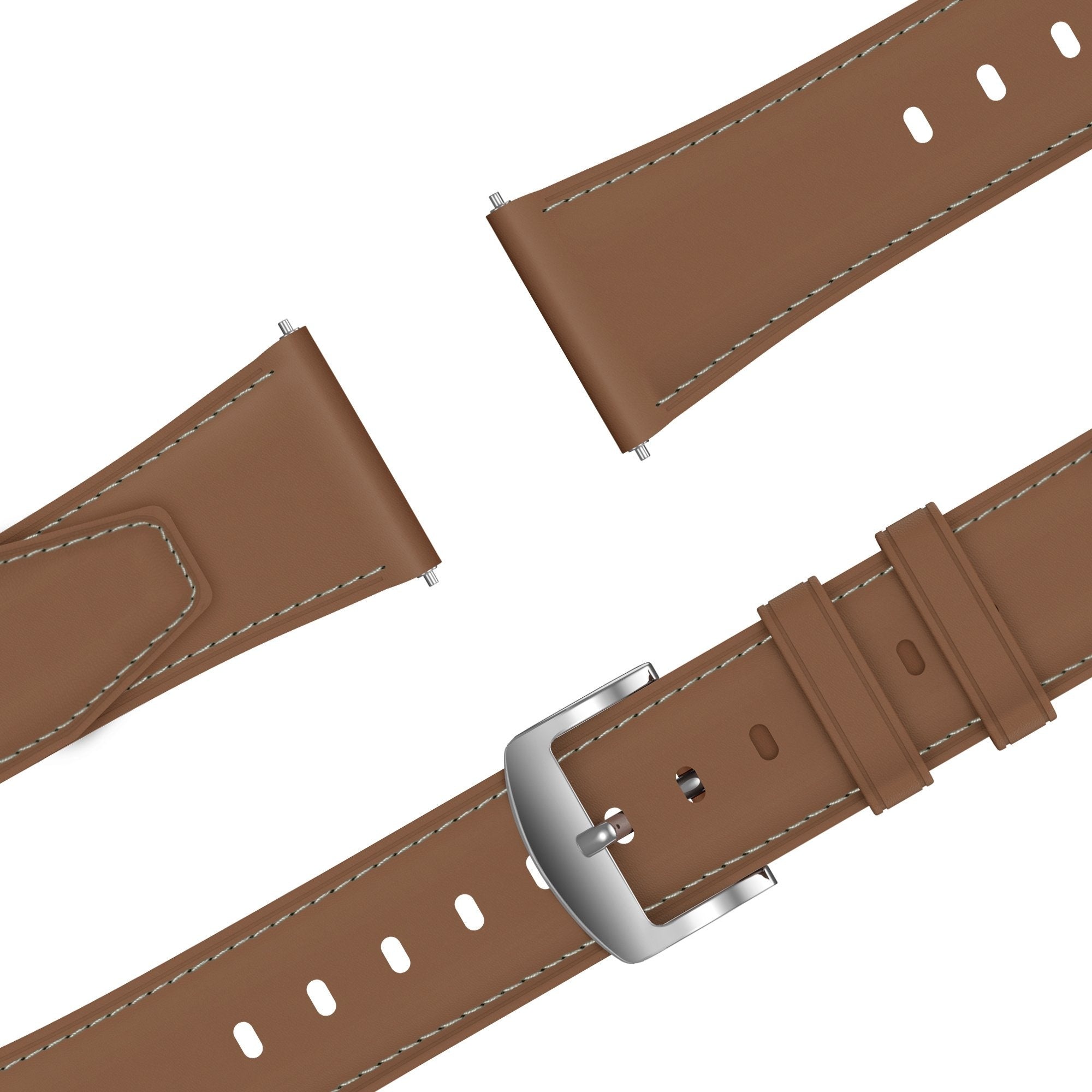 Bandz TicWatch 22mm Leather Strap 'Easy Fit' (Brown)