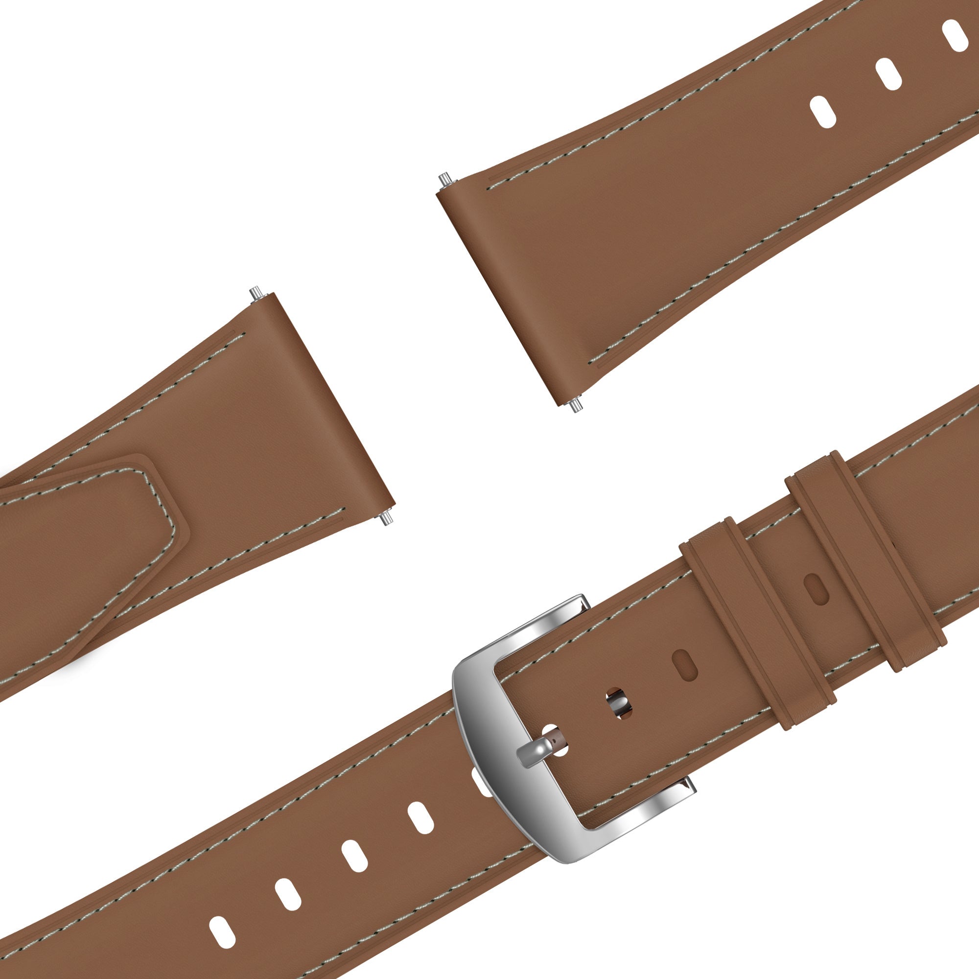 Bandz Samsung Galaxy Watch 46mm Leather Strap 'Easy Fit' (Brown)