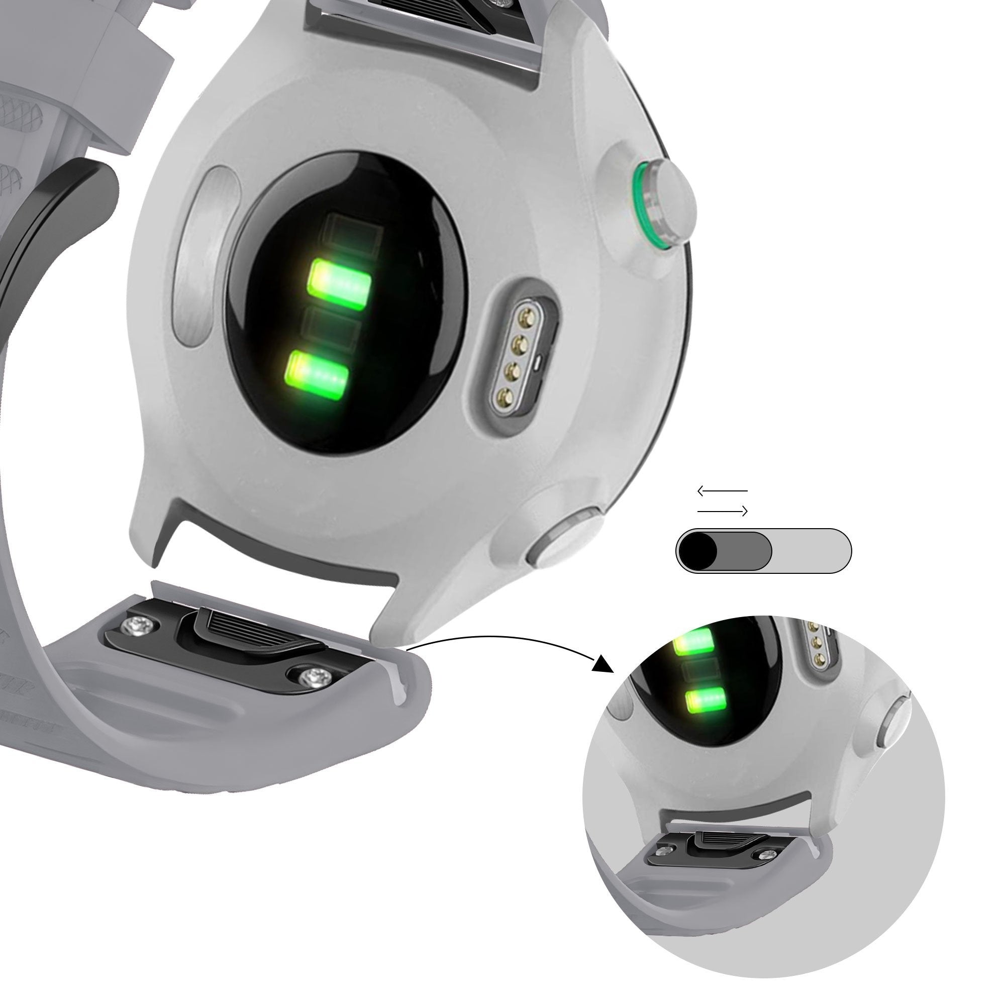 Bandz Garmin Instinct 2 Buckled Silicone Strap (Grey)