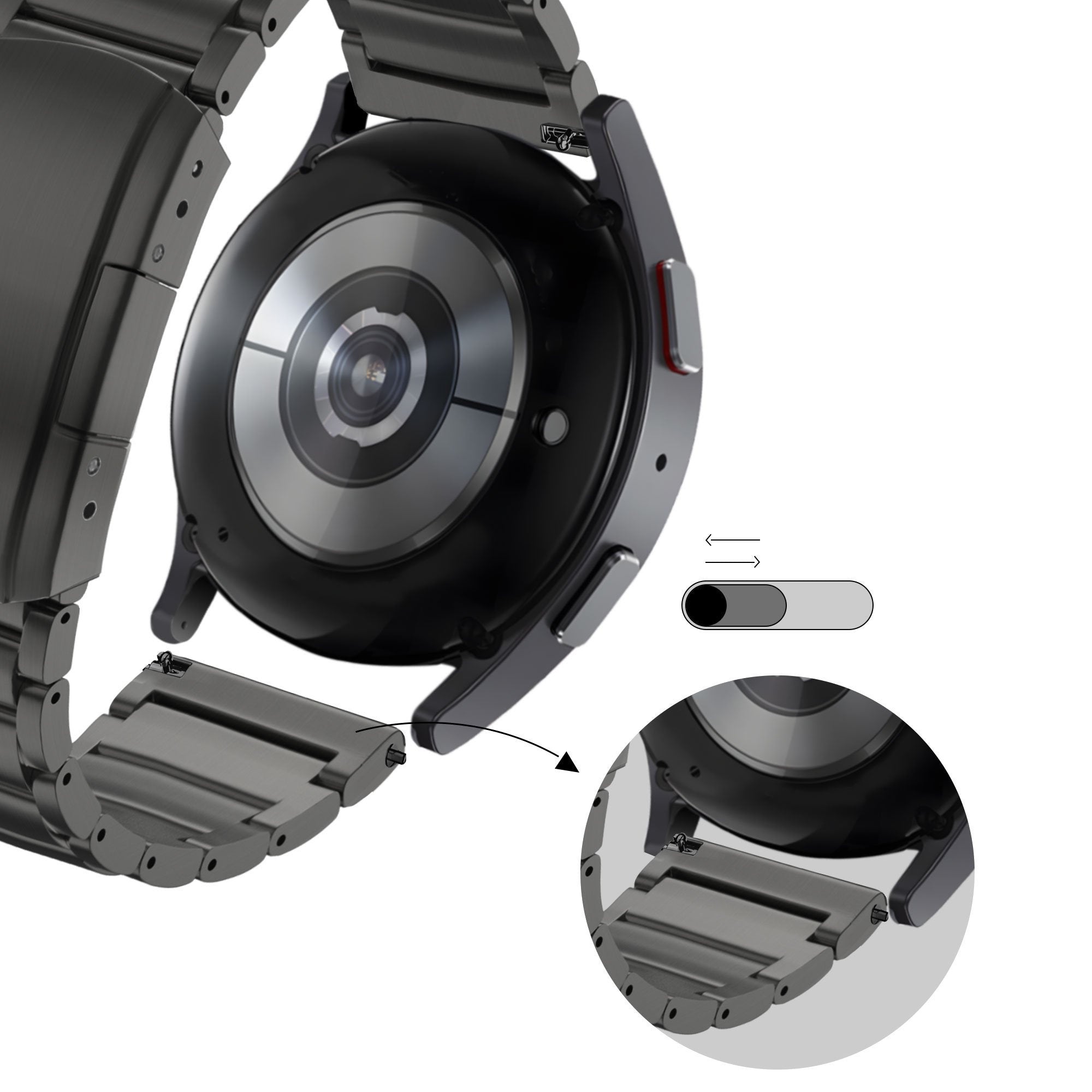 Bandz OnePlus Watch Lite Titanium Link Strap (Black)