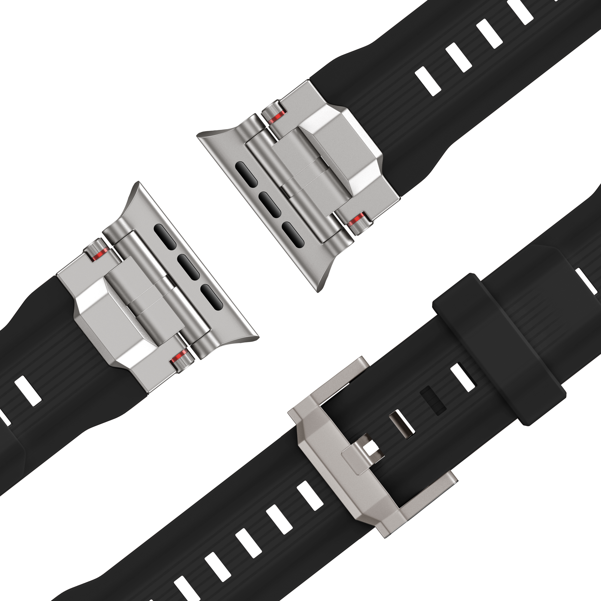 Bandz Apple Watch Liquid Silicone Strap 'Explorer' (Black with Titanium)