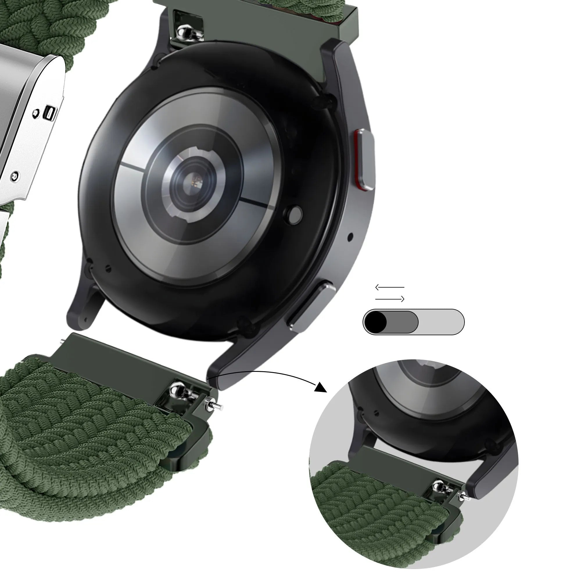 Bandz Oppo Watch X2 Woven Nylon Strap (Olive Green)