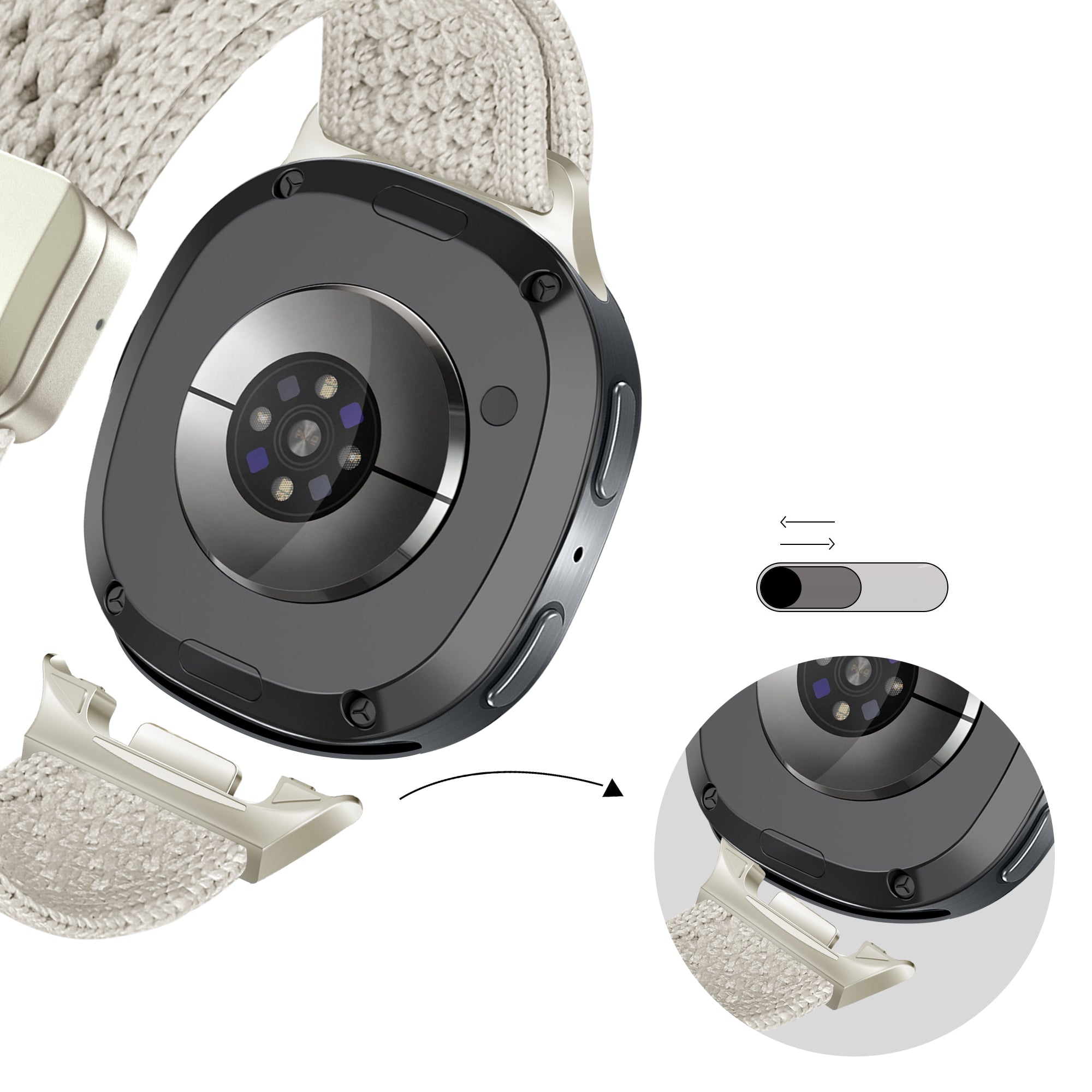 Bandz Samsung Galaxy Watch 8 - 44mm Vintage Nylon Strap (Starlight)