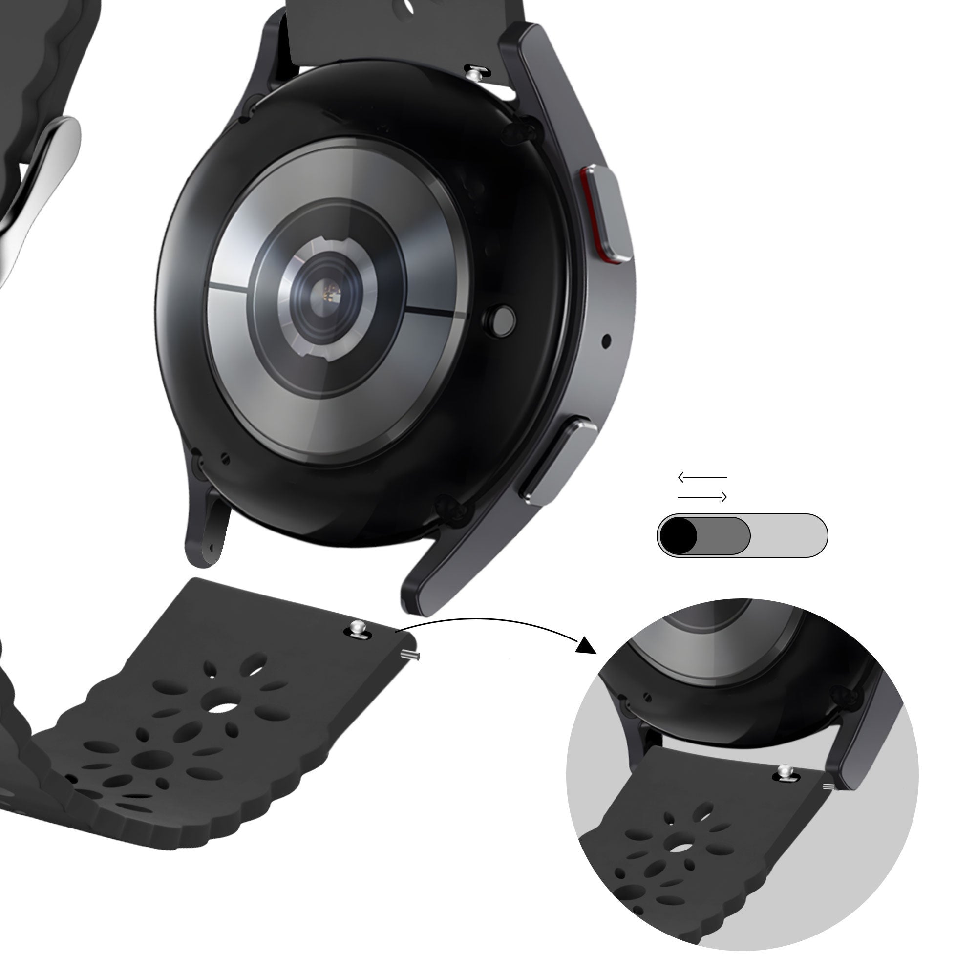 Bandz Coros Pace 2 Patterned Silicone Strap (Black)