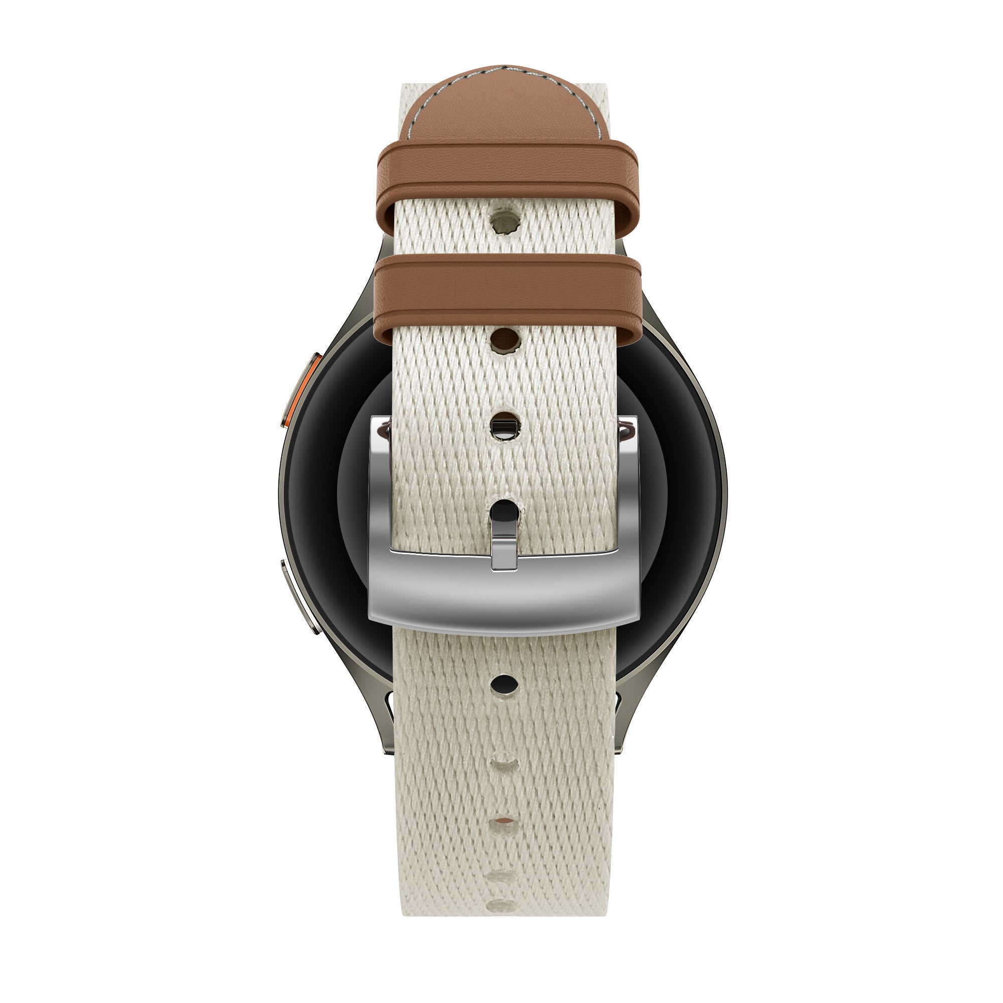 Bandz Huawei Watch GT 5 Pro - 42mm Leather Hybrid Strap 'Easy Fit' (Beige/Brown)