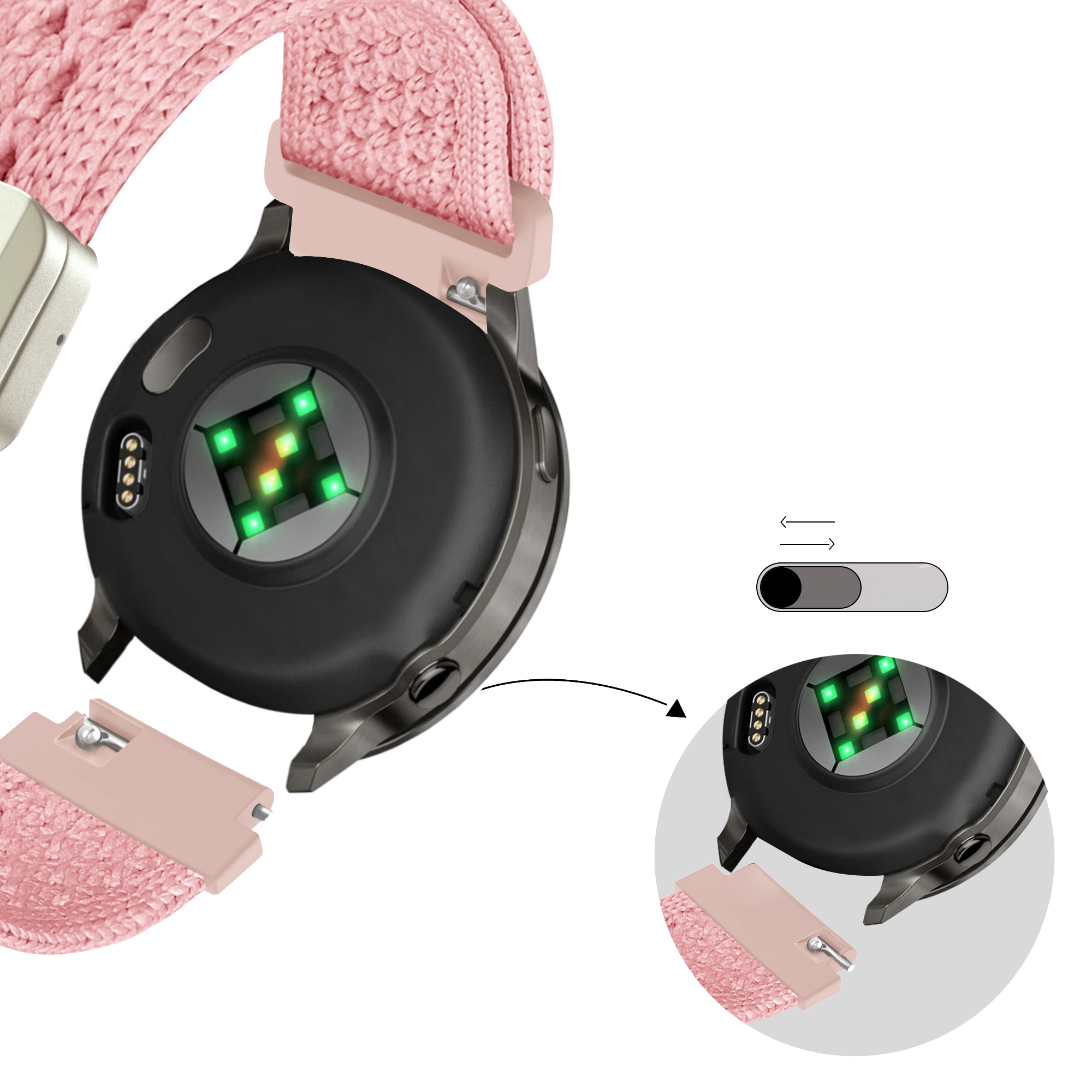 Bandz Garmin Bounce 2 Vintage Nylon Strap (Pink)