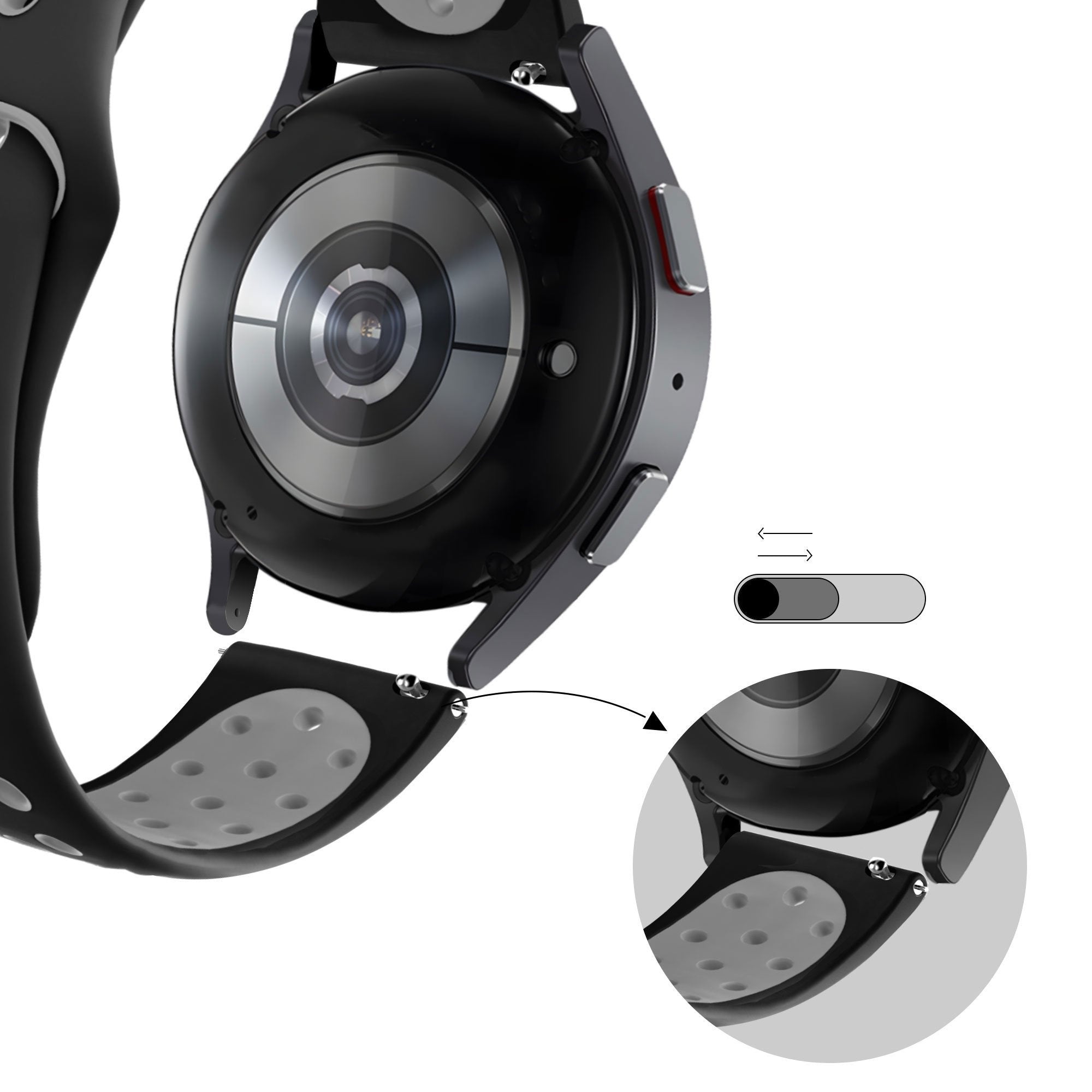 Bandz Watch S4 Sport Strap 'Deluxe' (Black/Grey)